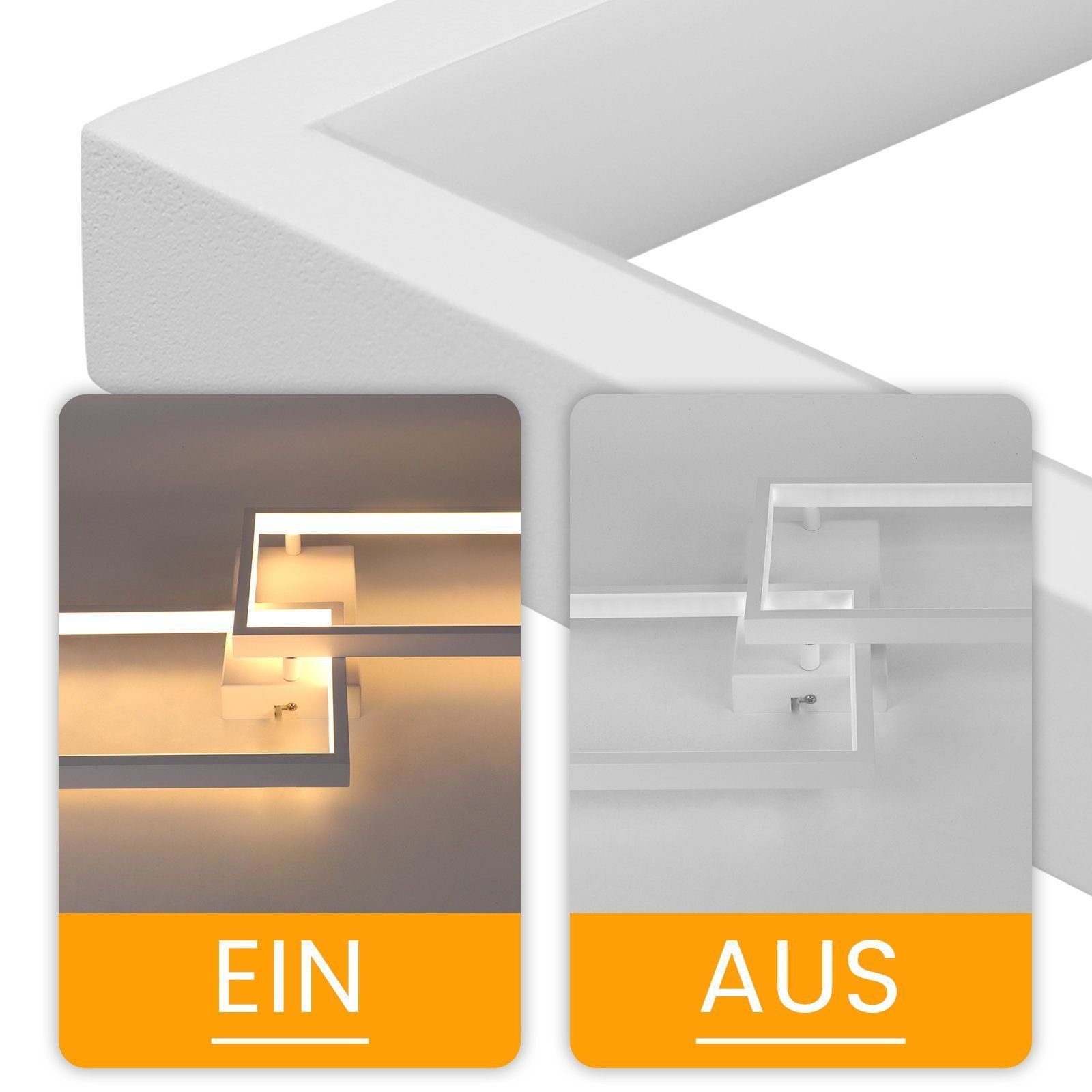 ZMH LED Deckenleuchte Wohnzimmer Modern Deckenlampe Dimmbar mit Fernbedienung Büro, Augenschutz, Einfache Installtion, LED fest integriert, 3000-6500K, Schlafzimmerlampe aus Metall für Esszimmer Flur