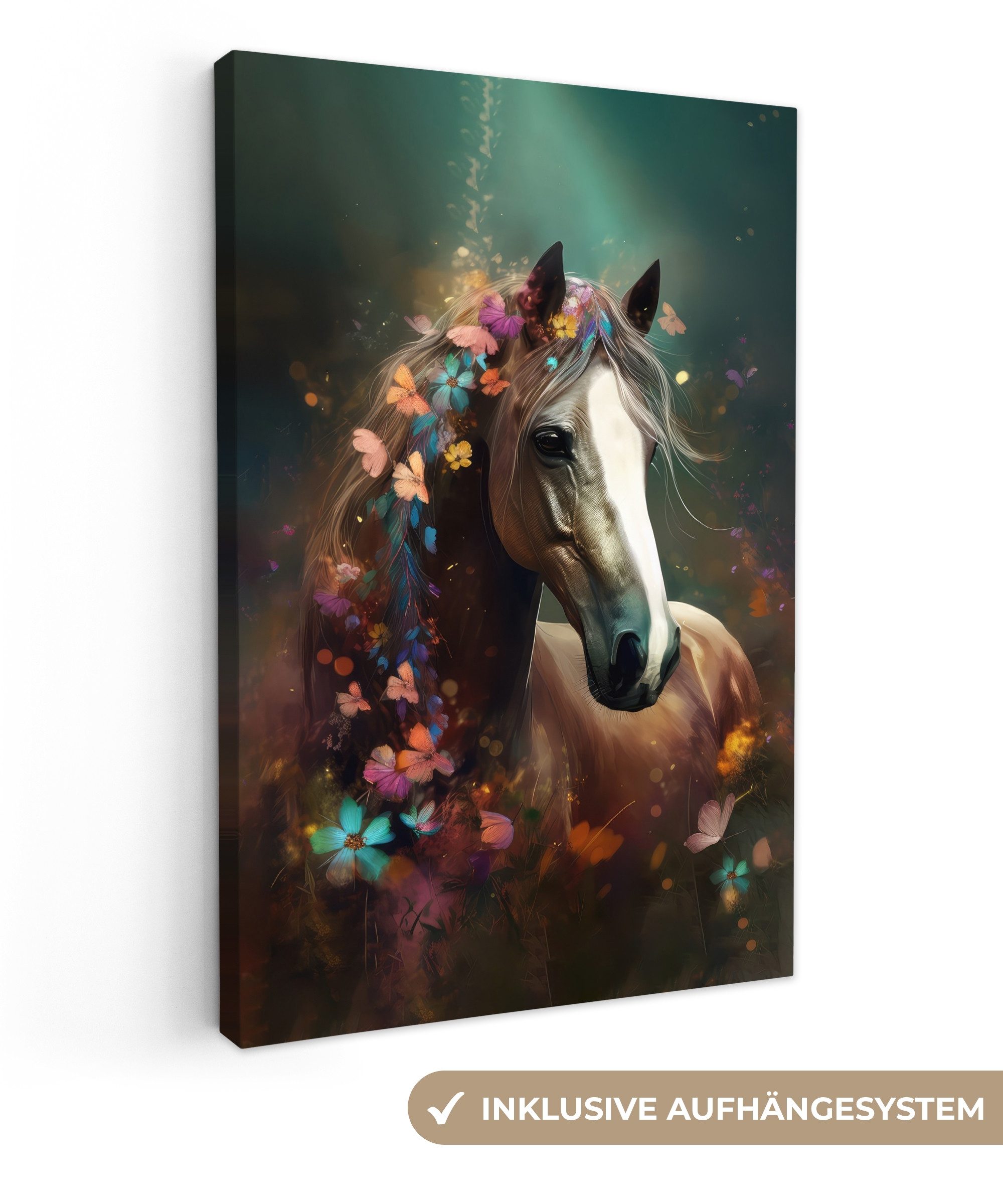 OneMillionCanvasses® Leinwandbild Tiere - Pferd - Natur - Schmetterling - B günstig online kaufen