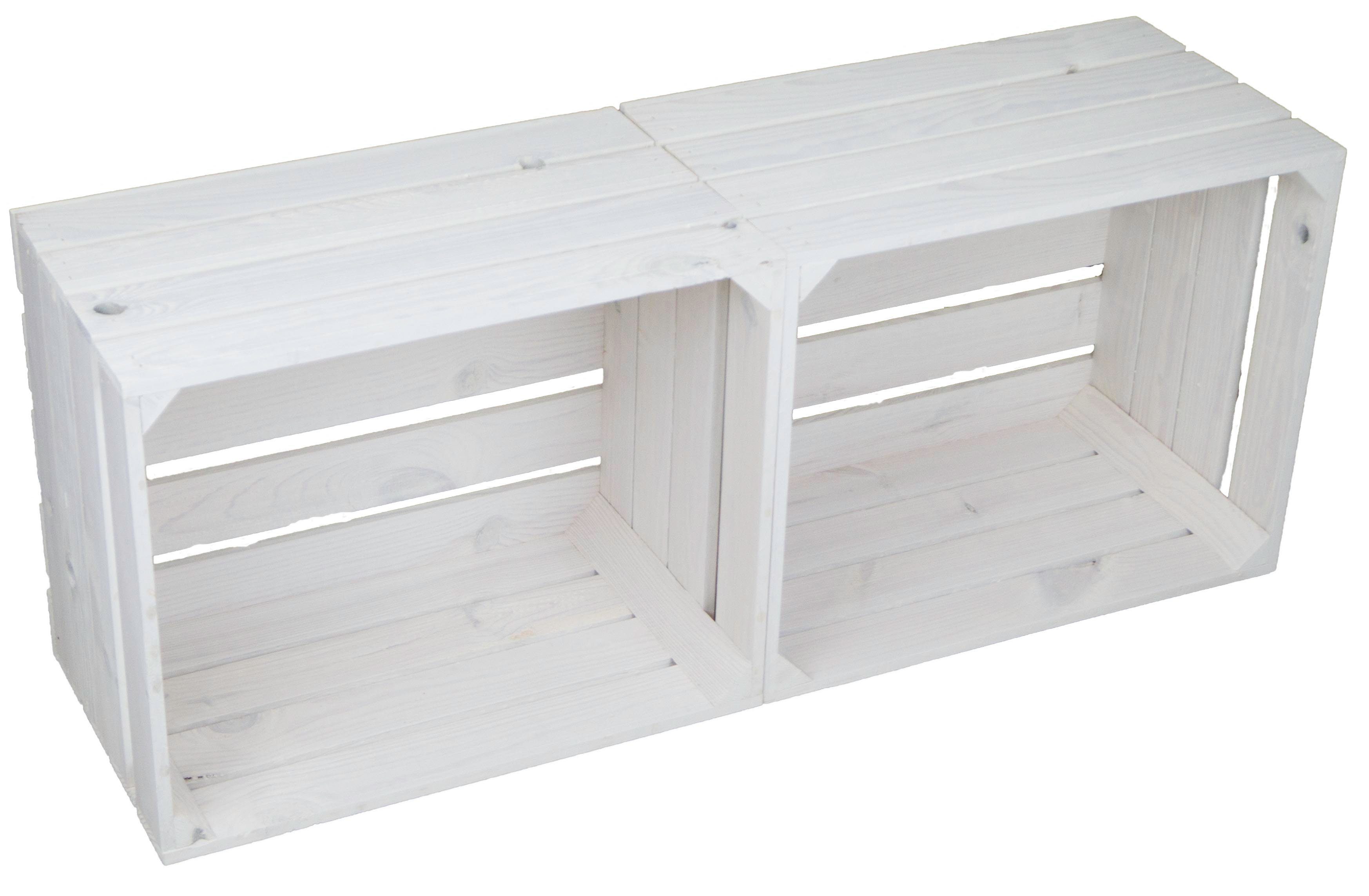 Kistenkolli Altes Land Allzweckkiste 2er set neue Obstkisten "Johanna" weiss lasiert Holzkisten Apfelkisten (Spar-Set)