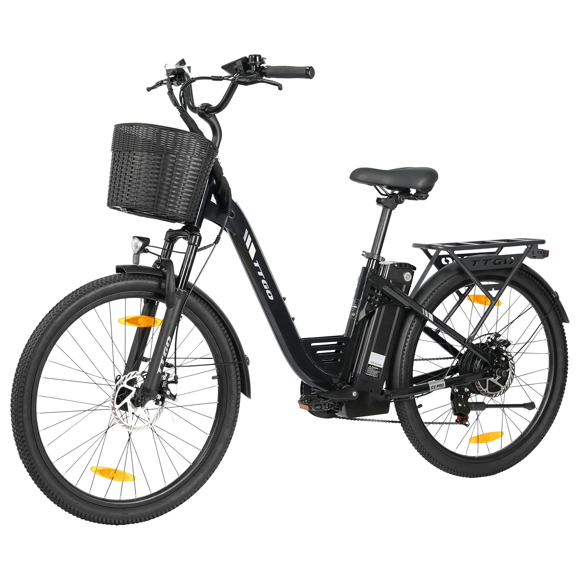 TTGO E-Bike Cityrad C2-Pro E-Fahrrad 648WH Pedelec, 36V 18 AH 120 km Reichweite, Kettenschaltung, Heckmotor, 648 Wh, Cityrad 7 Gang Shimano,Scheibenbremsen, Kettenschaltung