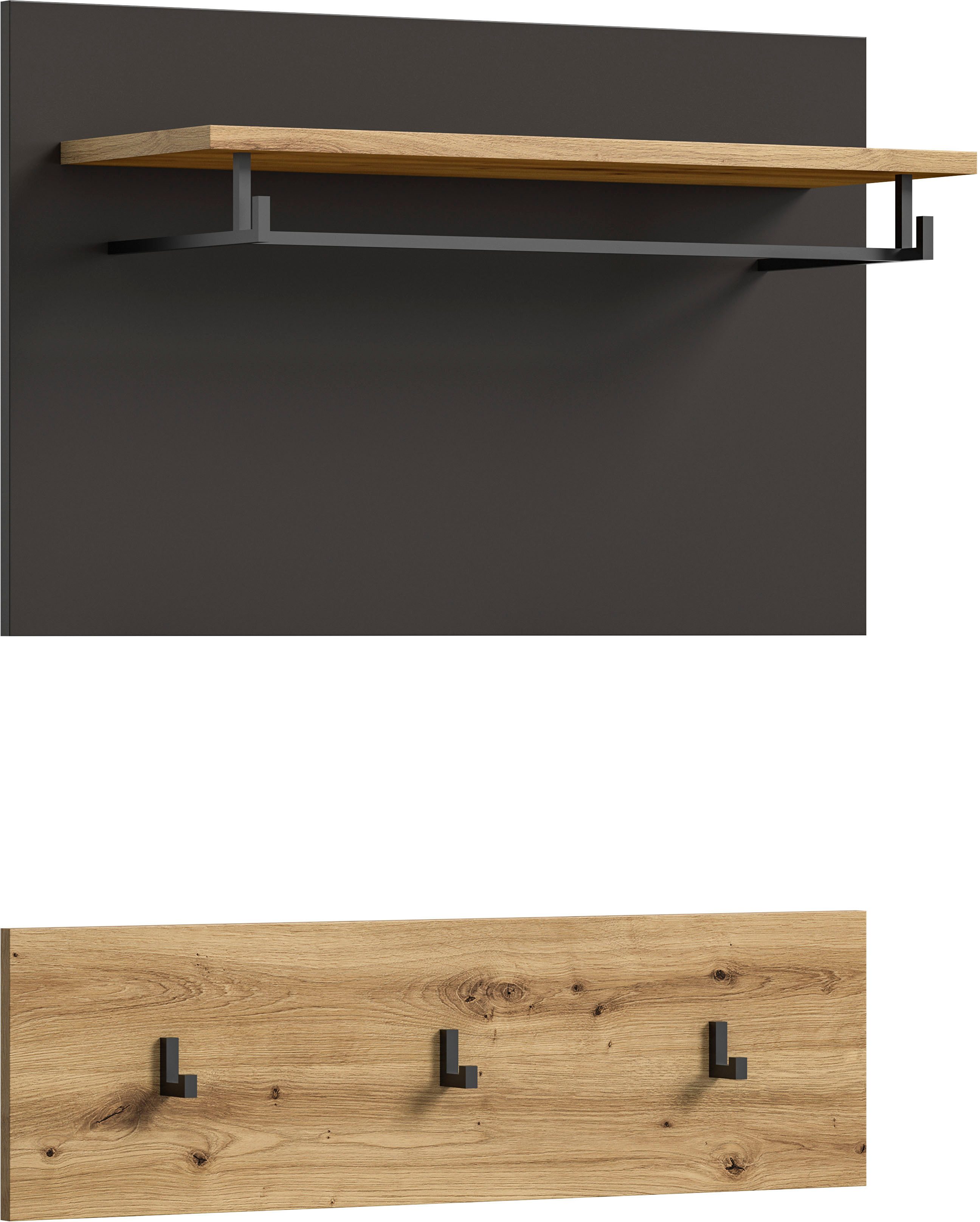 Home affaire Garderobenpaneel REHAT, TOPSELLER!, 2-teilig, bestehend aus: Paneel & Hakenleiste (1 St., in verschiedenen Farben erhältlich), Paneel, Hakenleiste, Wandboard, Garderobe, Garderobenleiste