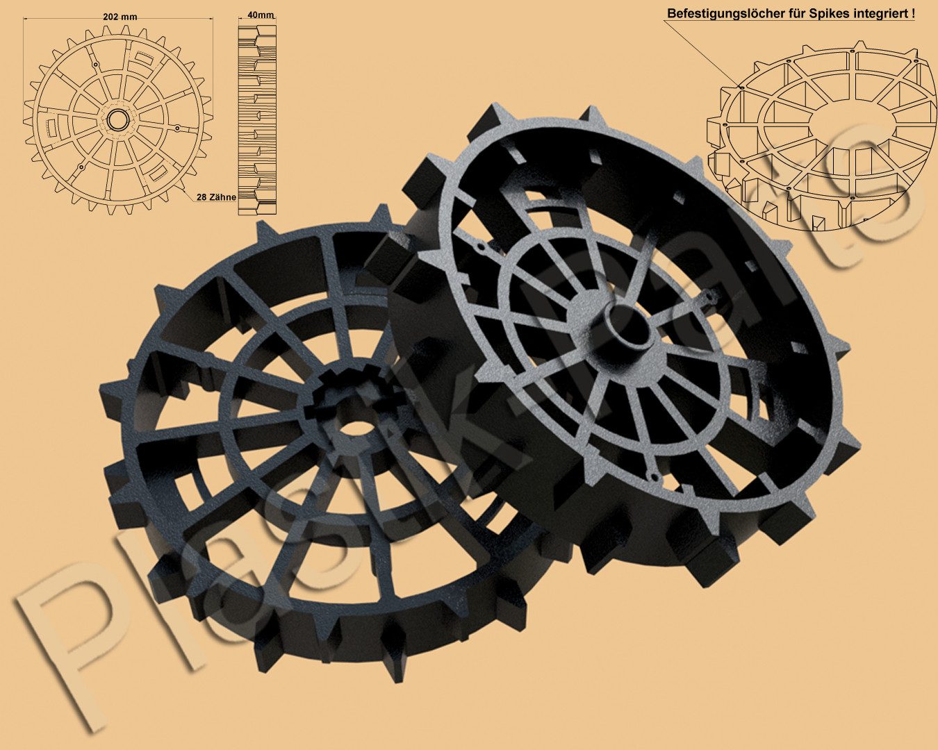 Mähroboter-Rad Antriebsräder 2er Set Offroad WORX WR141E WR142E WR143E WR165E WR167E