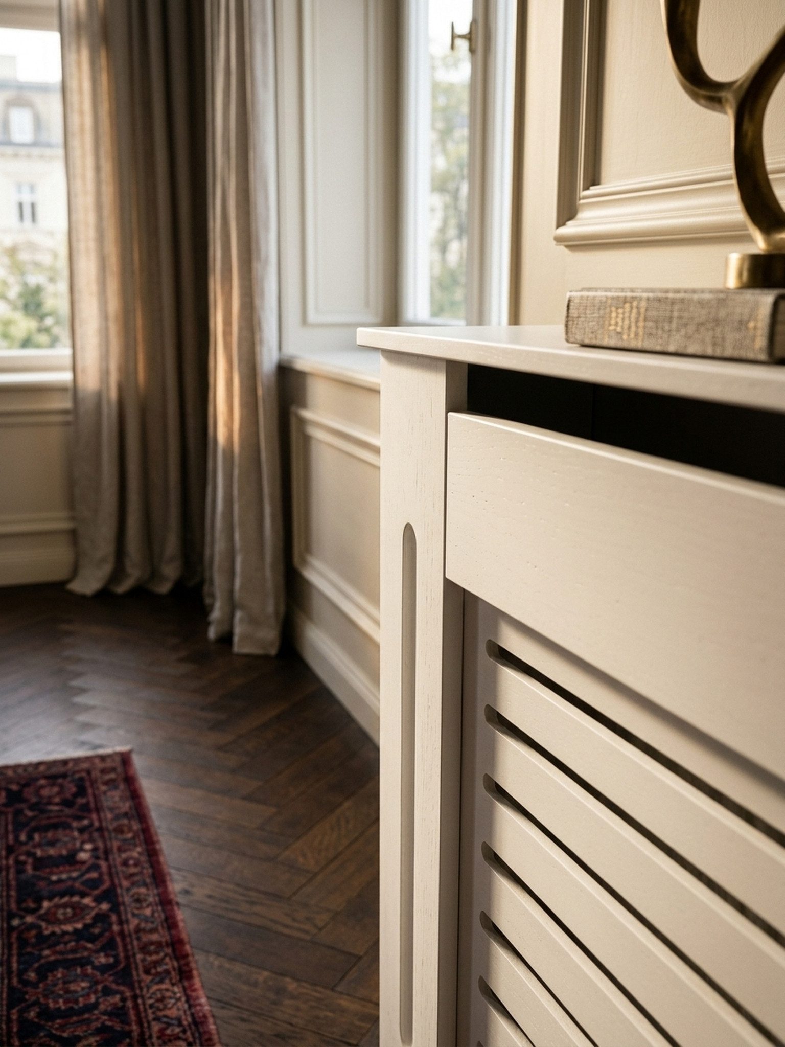KADIMA DESIGN Heizungsverkleidung MDF Heizkörperverkleidung mit Lamellen, Hochwertig per MDF, MDF – Bild 4 von 5