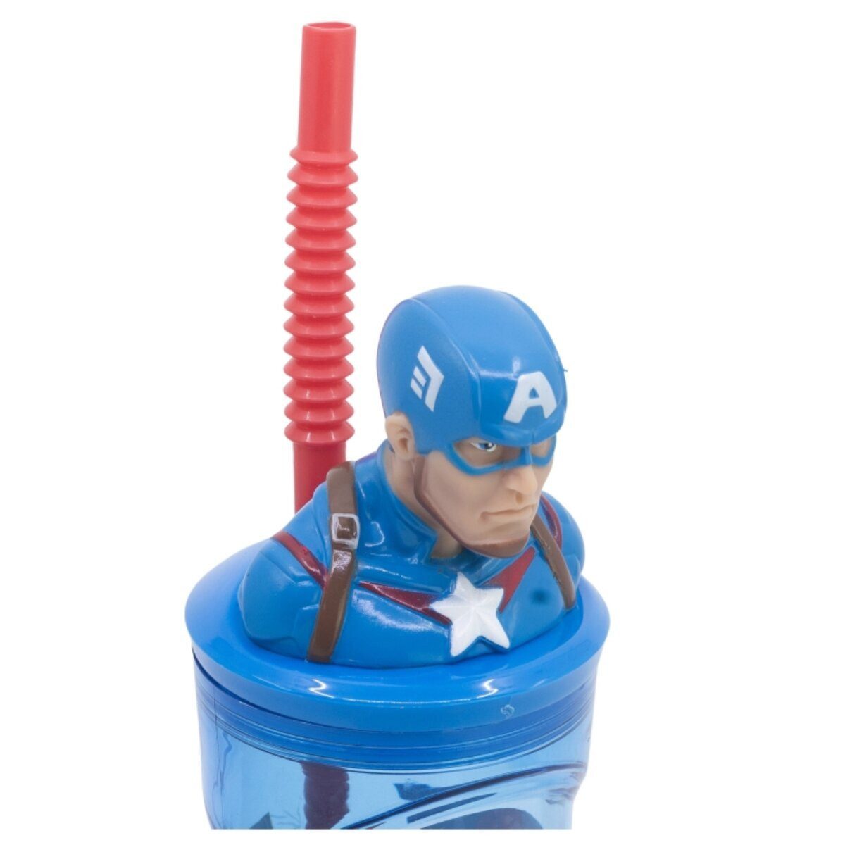 The AVENGERS Trinkflasche Avengers Captain America 3D Kinderbecher & Strohhalm-Tumbler 360ml