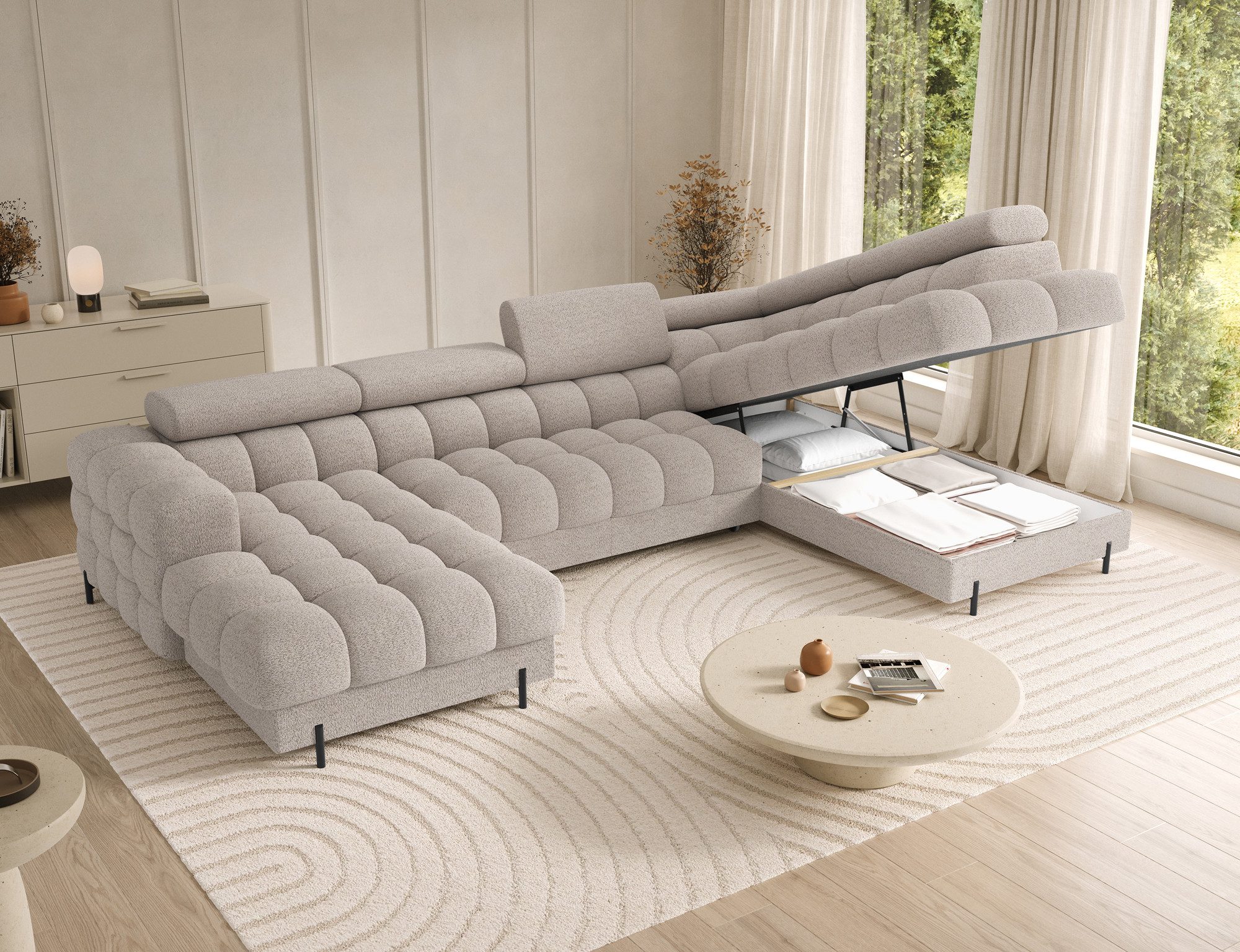 Lukas Möbel Wohnlandschaft Deisgner XXL-Sofa in U-Form Falco mit Schlaffunk günstig online kaufen