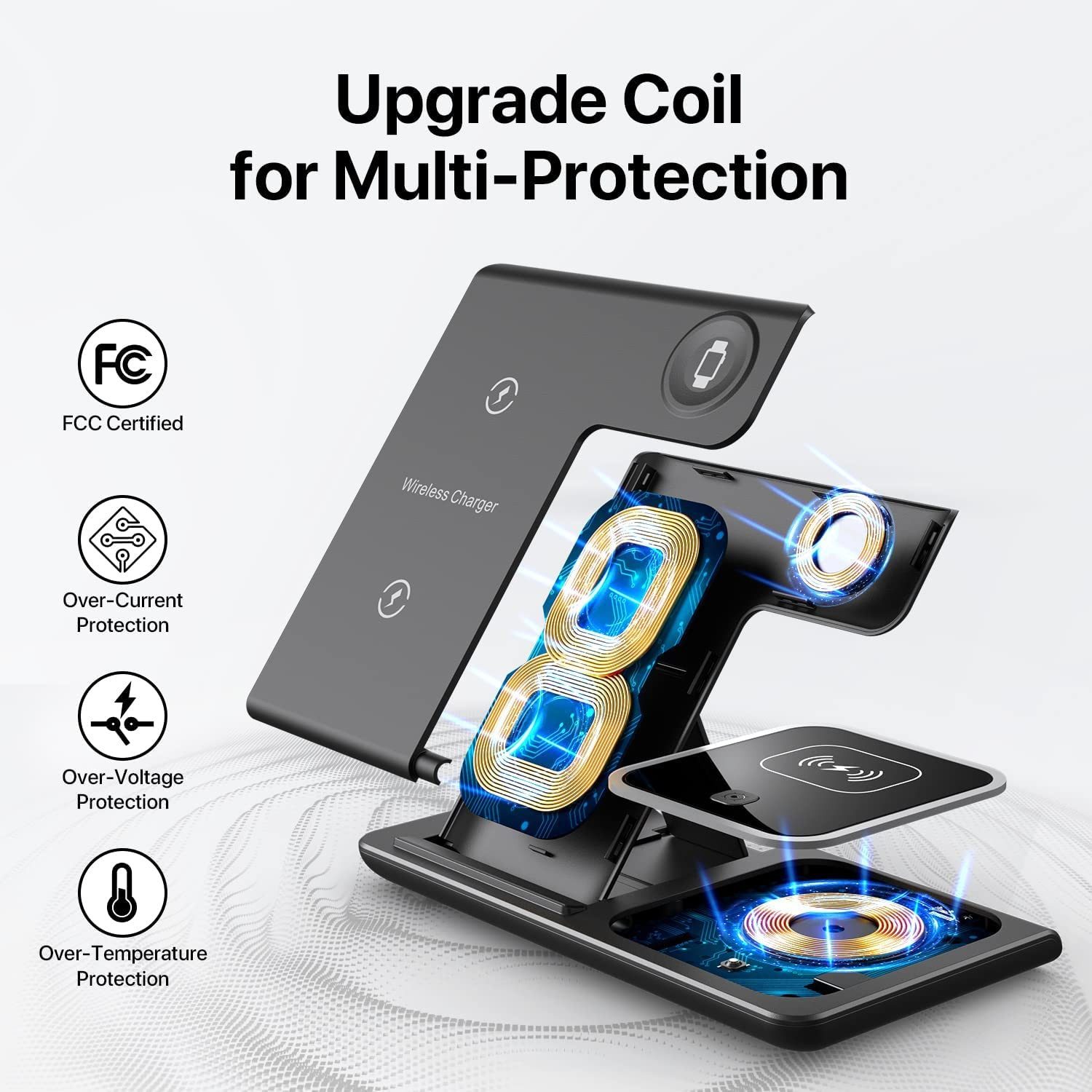 Forrlite 2026 Neues Kabelloses Ladegerät,Induktive Ladestation 4 in 1, Induktions-Ladegerät (4 in 1 iPhone Ladestation, 25W Wireless Charger, Qi 2.0 Schnellladung, Schnellladegerät für iPhone 8–17 Serie, Apple Watch, AirPods & Samsung)