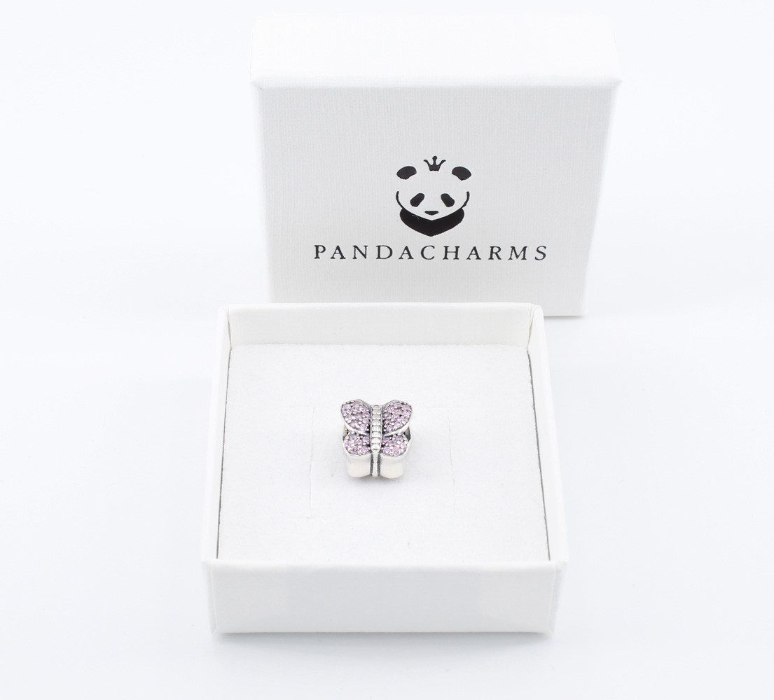 PANDACHARMS Bead Funkelnder pinker Schmetterling für Charm Armband, Silber, günstig online kaufen