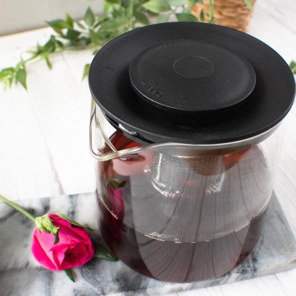 Sendez Teekanne 1,2L mit Edelstahl Sieb aus Borosilikatglas Teebereiter Glaskanne, 1,2 l