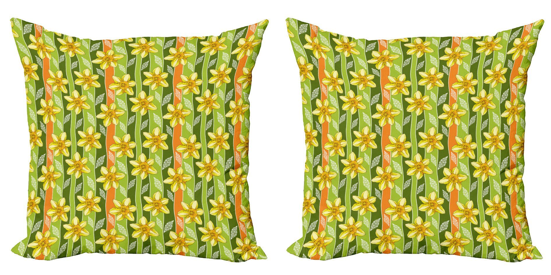 Kissenbezüge Modern Accent Doppelseitiger Digitaldruck, Abakuhaus (2 Stück), Blumen Narcissus Blume Verziert