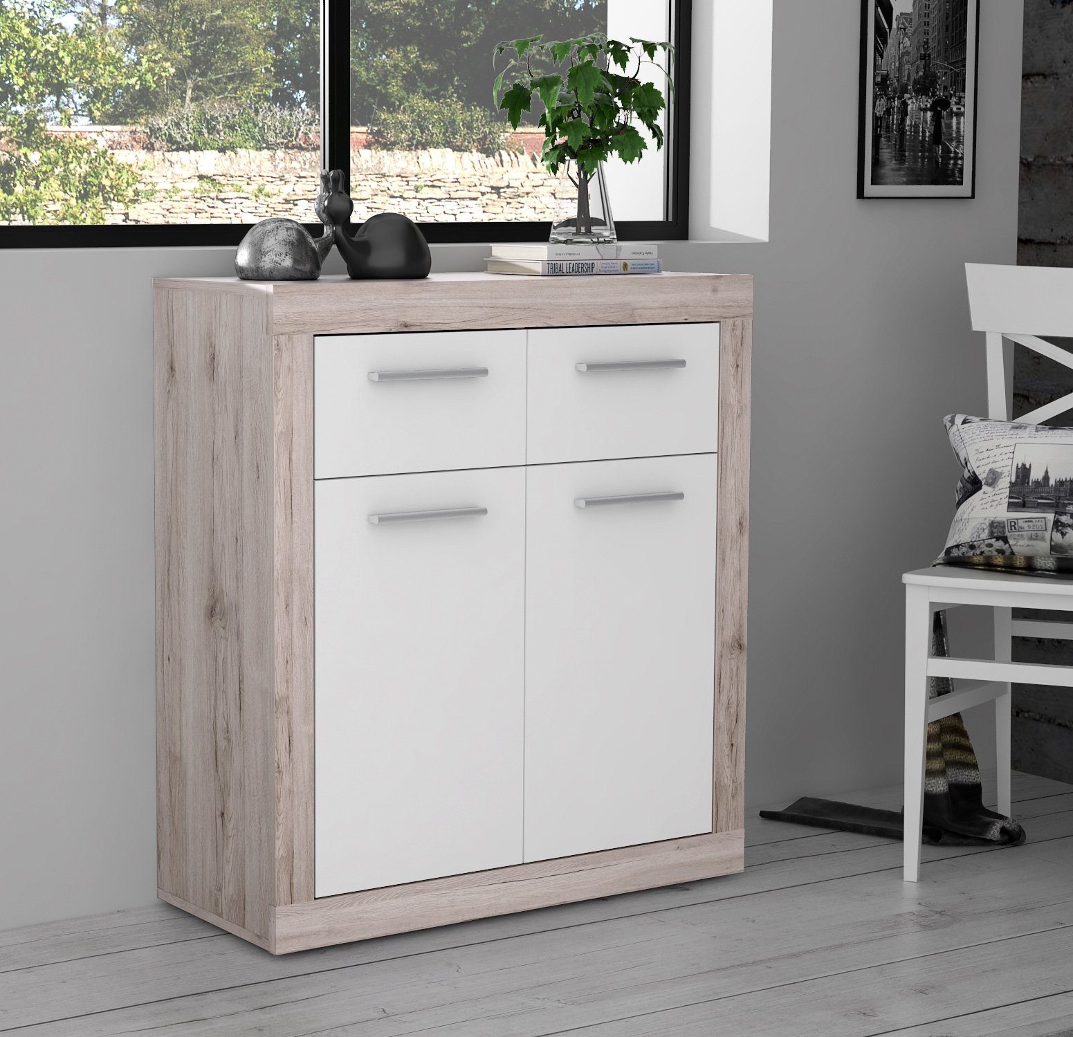 Newroom Kommode Toshio, Kommode Sandeiche Modern Sideboard Highboard Wohnzimmer