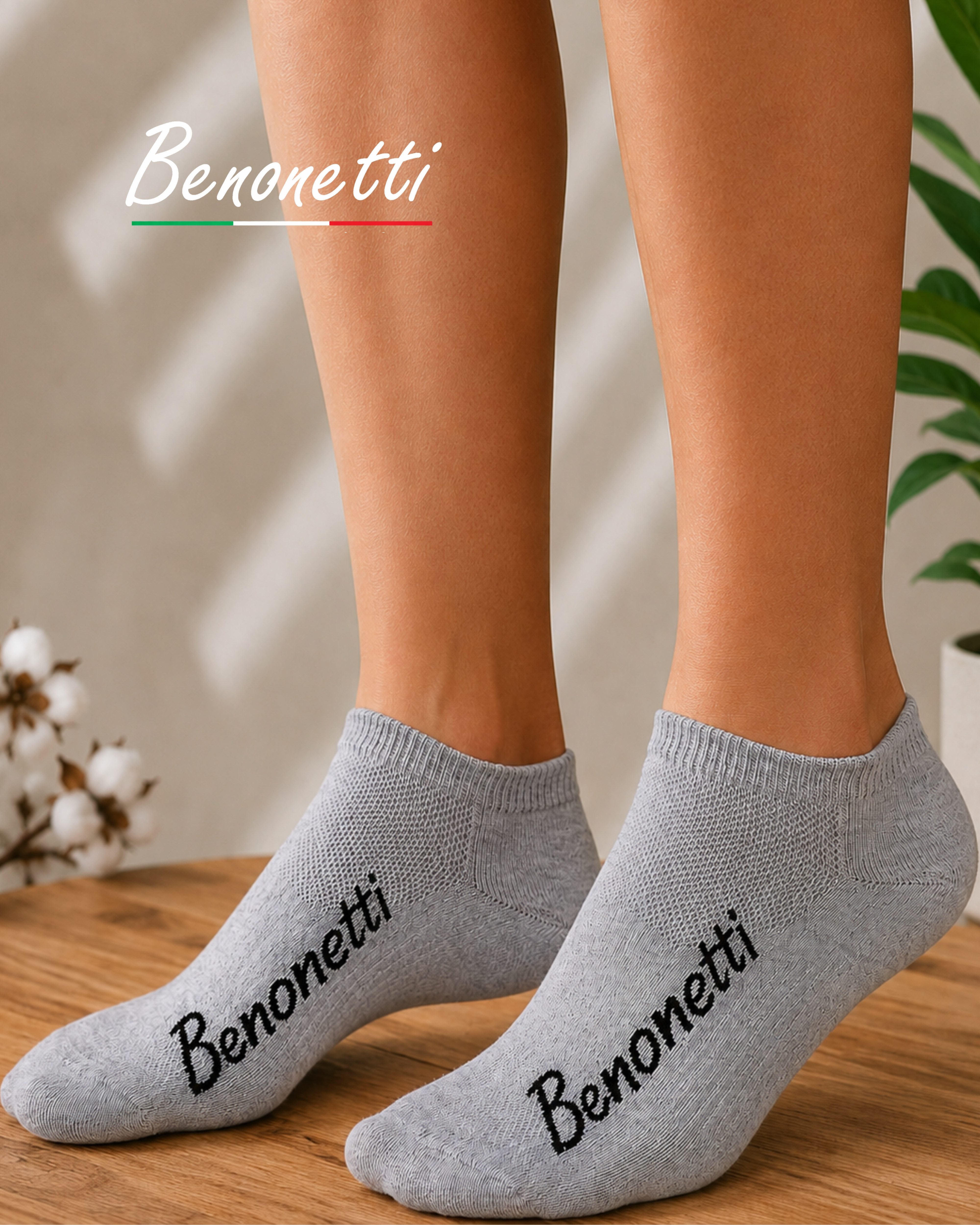 Benonetti Sneakersocken Damen & Herren aus Baumwolle – kurze Socken mit Fersenschutz (Packung, 3-Paar)