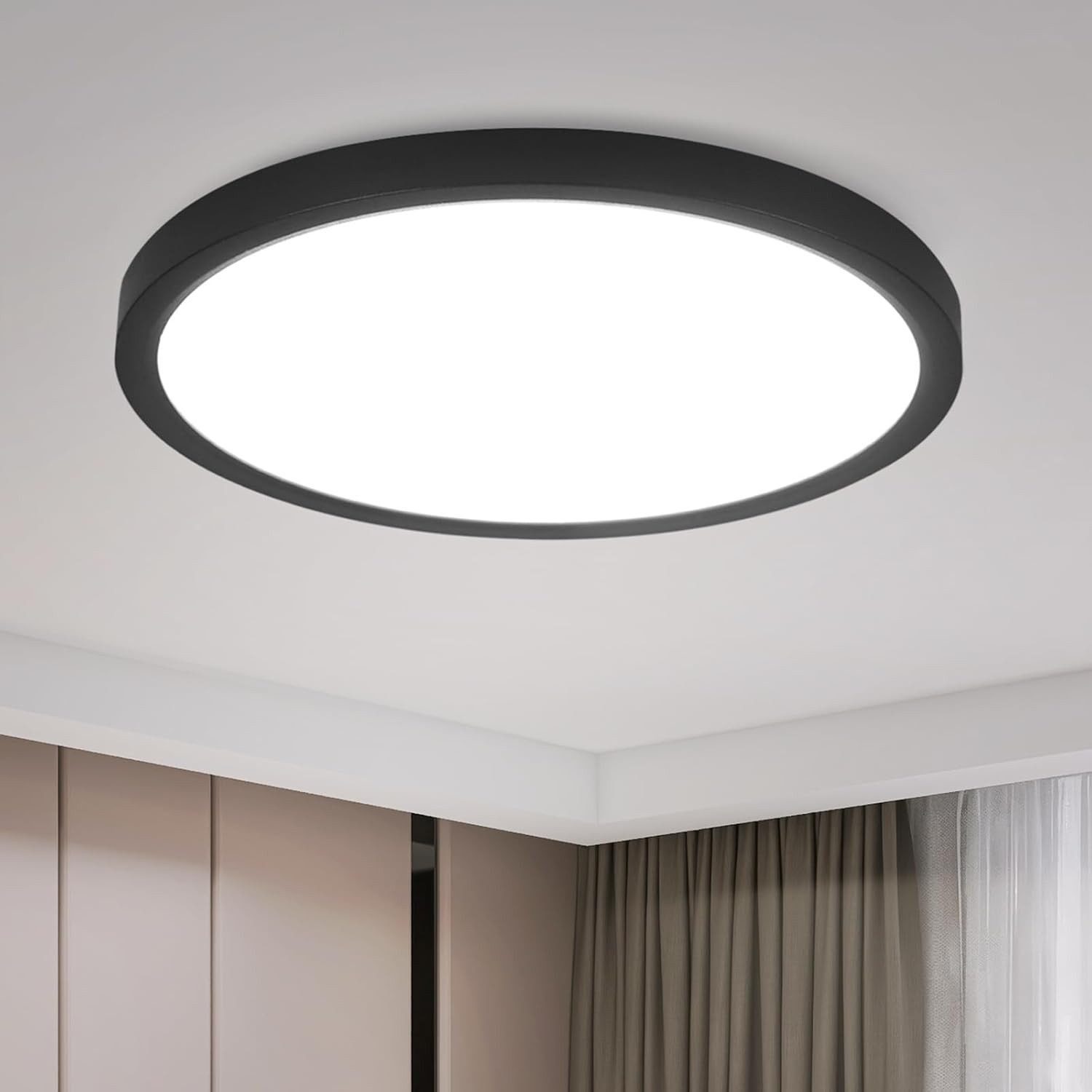 Nettlife LED Panel Schwarz Kaltweiß Ø22cm Deckenleuchte, LED fest integriert, Kaltweiß, Küche Flur Wohnzimmer Schlafzimmer