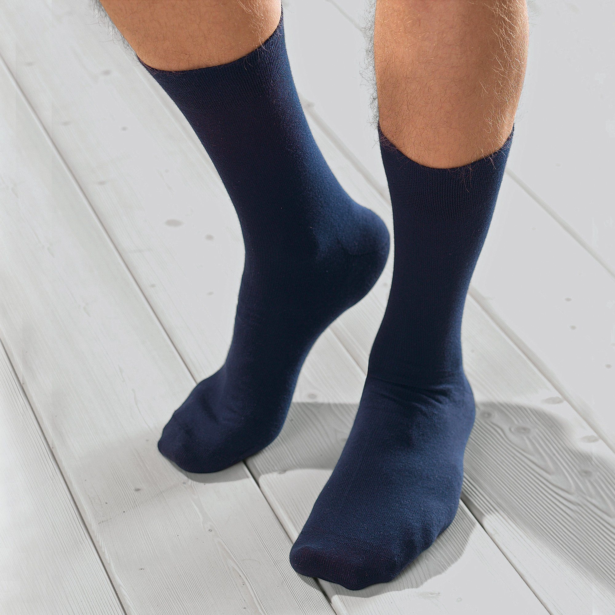 Paar 2 Socken Uni dunkelblau Herren-Socken Hudson