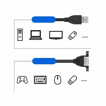 Bolwins K23 50cm USB 2.0 Kabel Verlängerungskabel Daten festbar für Laptop PC Computer-Kabel