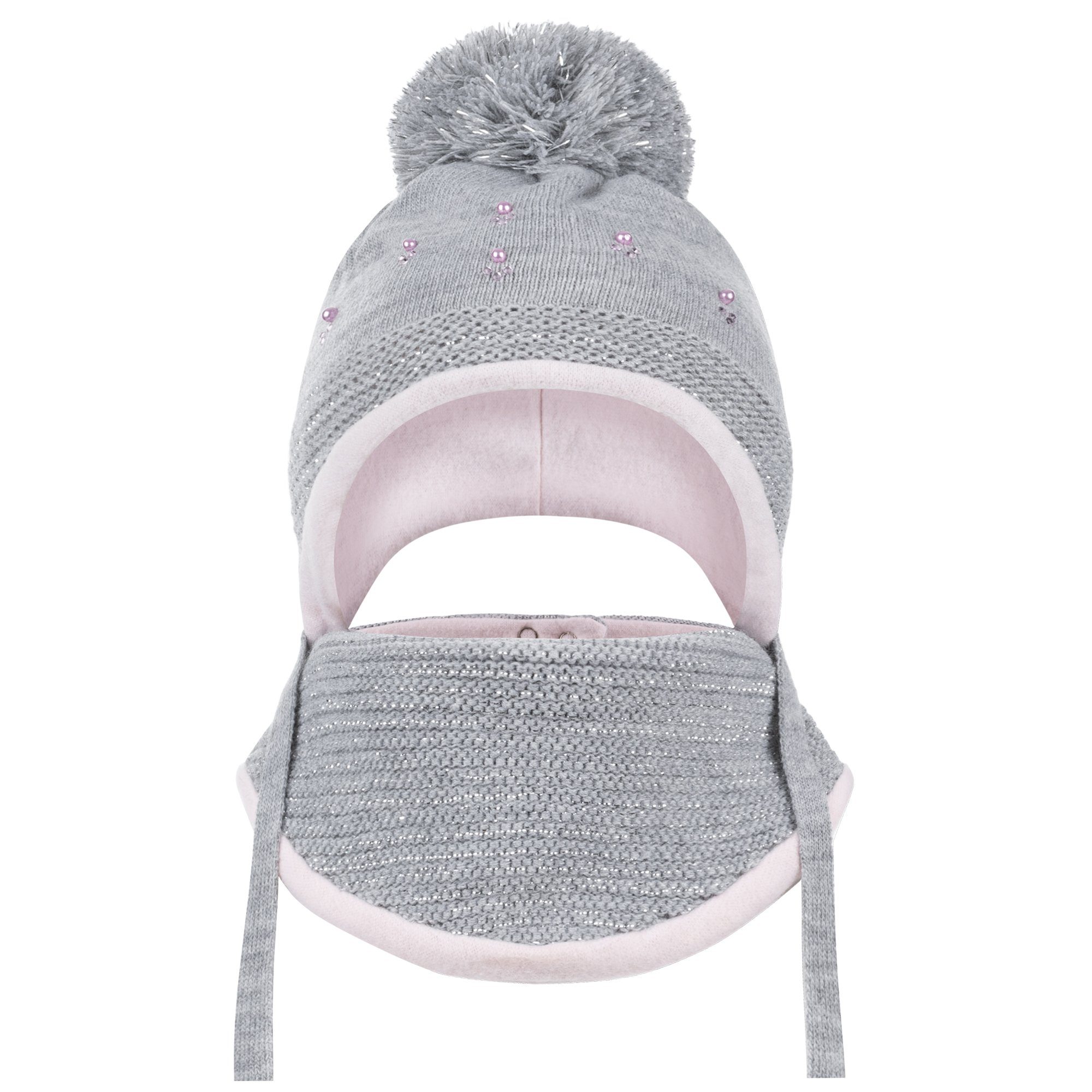 AJS Mütze & Schal Strickmütze Strickschal Winterset Dreiecktuch Babymütze Gr. 36-38 mit Baumwolle gefüttert