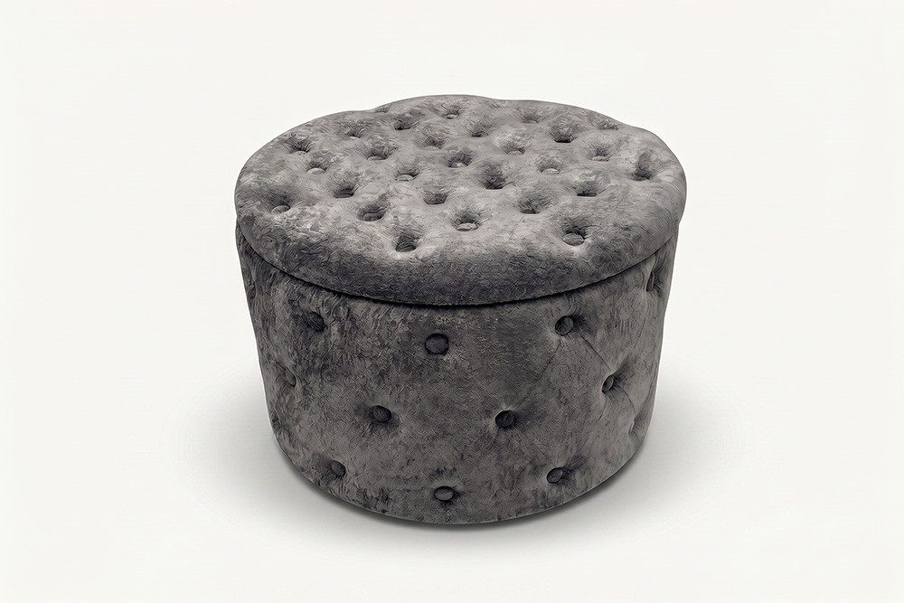 riess-ambiente Sitzhocker MODERN BAROCK 60cm grau - Bouclé, m. Stauraum, Barock, multifunktional (Einzelartikel, 1 St), Eleganter Sitz - ideal für Ankleide, Flur, Wohnzimmer & Garderobe