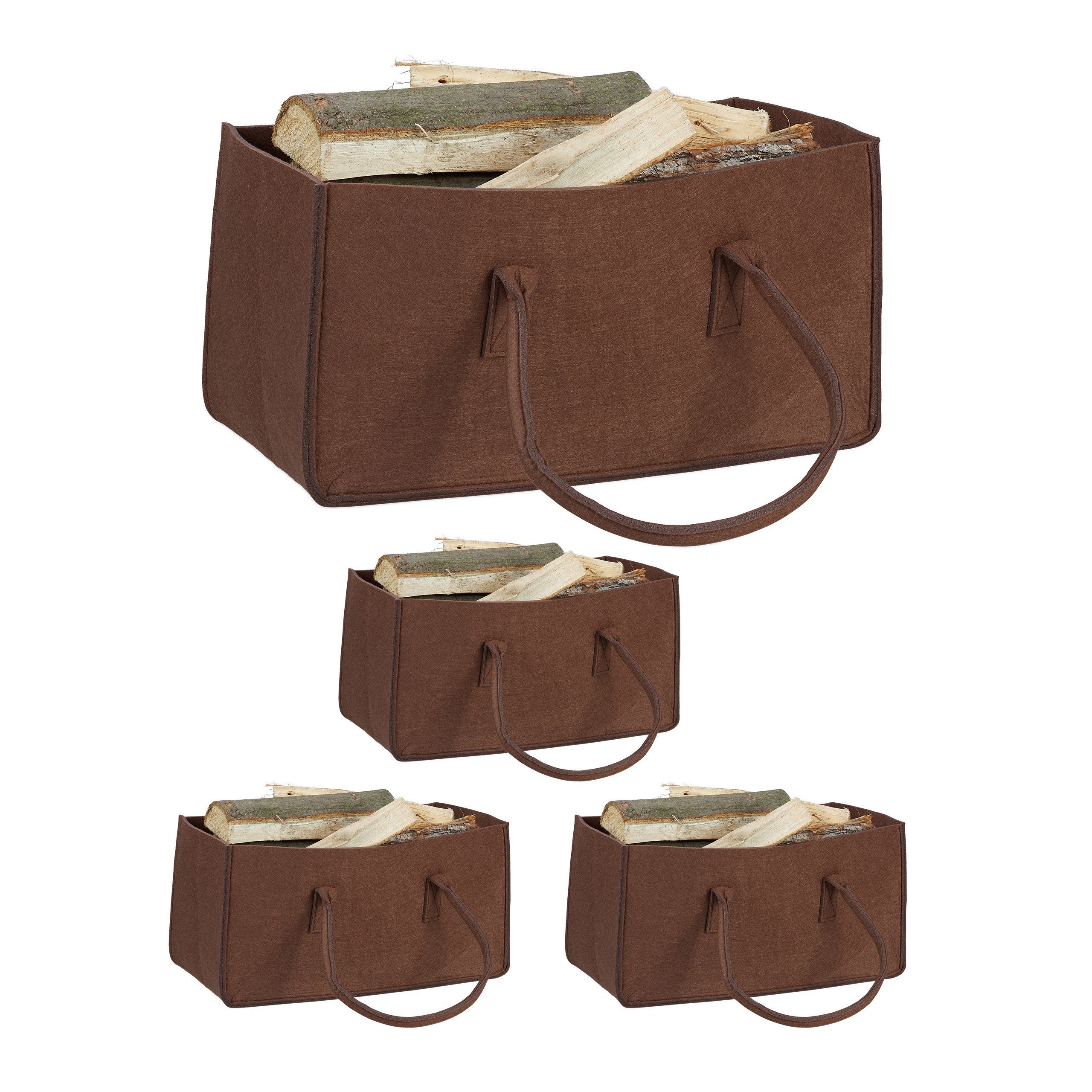 relaxdays Holztragetasche 4 x Kaminholztasche aus günstig online kaufen