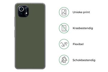 MuchoWow Handyhülle Grün - Einfarbig - Olivgrün, Phone Case, Handyhülle Xiaomi Mi 11, Silikon, Schutzhülle