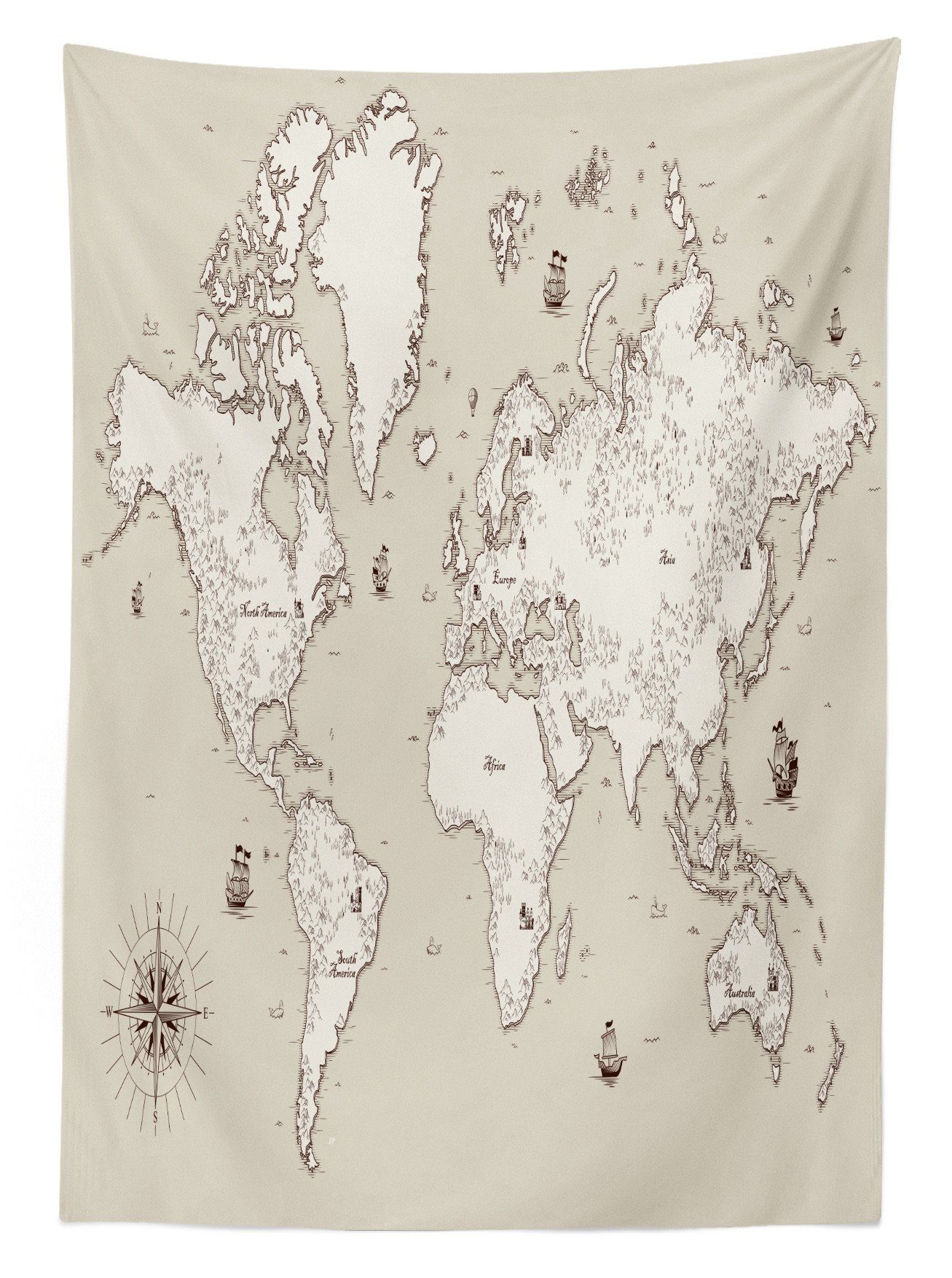 Waschbar Farbfest Farben, Für Abakuhaus Mapping Atlantik Tischdecke Klare World geeignet Bereich Karte Außen den
