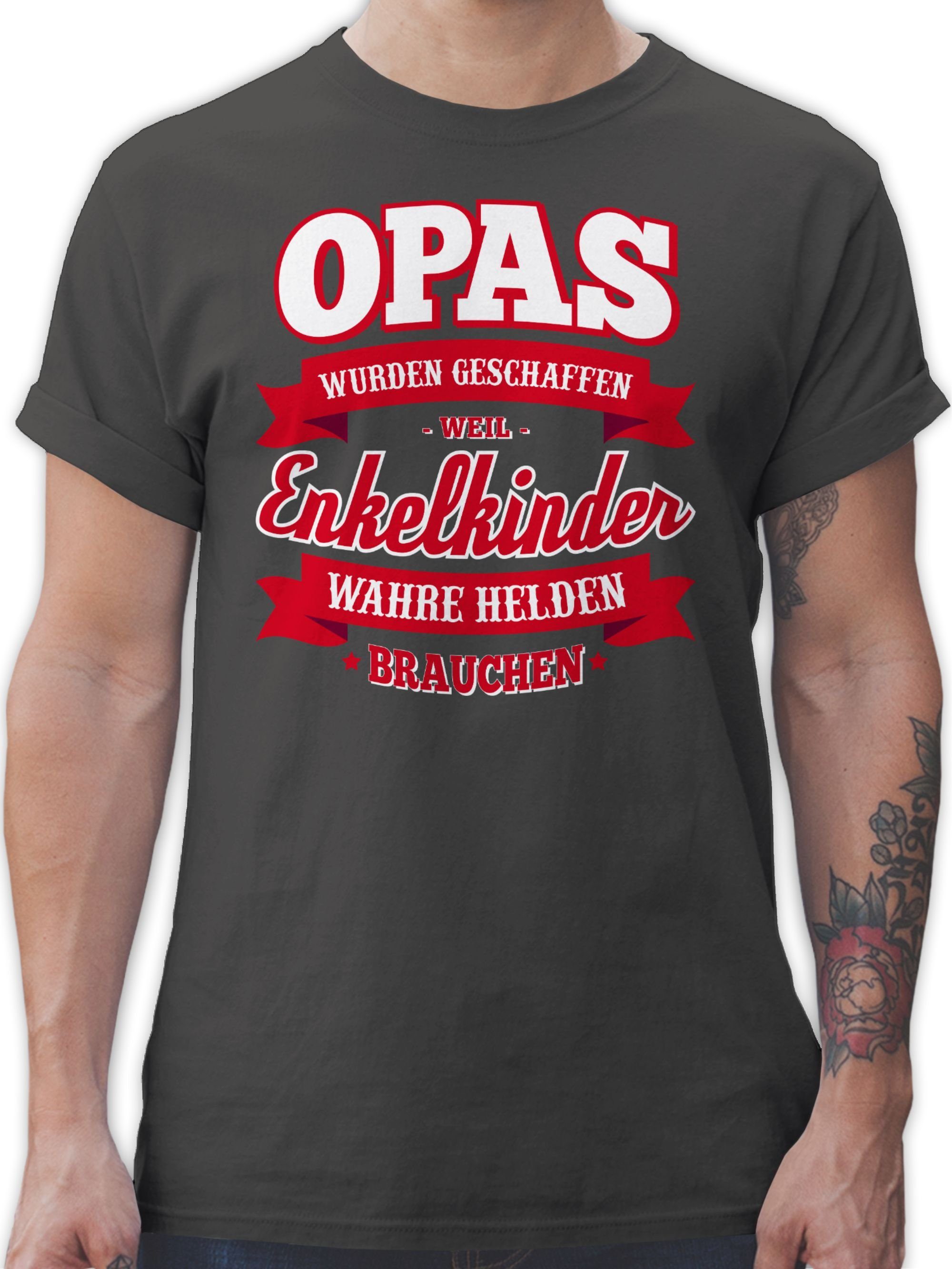 Shirtracer T-Shirt Opas wurden geschaffen weil Enkelkinder wahre Helden brauchen Opa Geschenke 3 Dunkelgrau