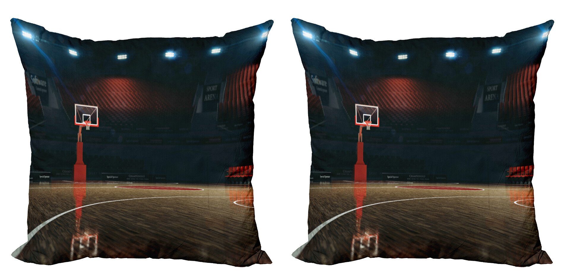 Sport Court Digitaldruck, Doppelseitiger Basketball Accent Stück), Abakuhaus (2 Kissenbezüge Modern Leeren