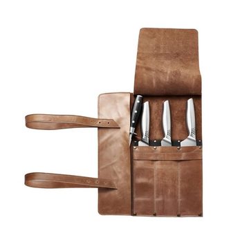 Mergel Messertasche Leder-Messerrolle für drei Messer Handarbeit Farbe "Crazy Walnut"