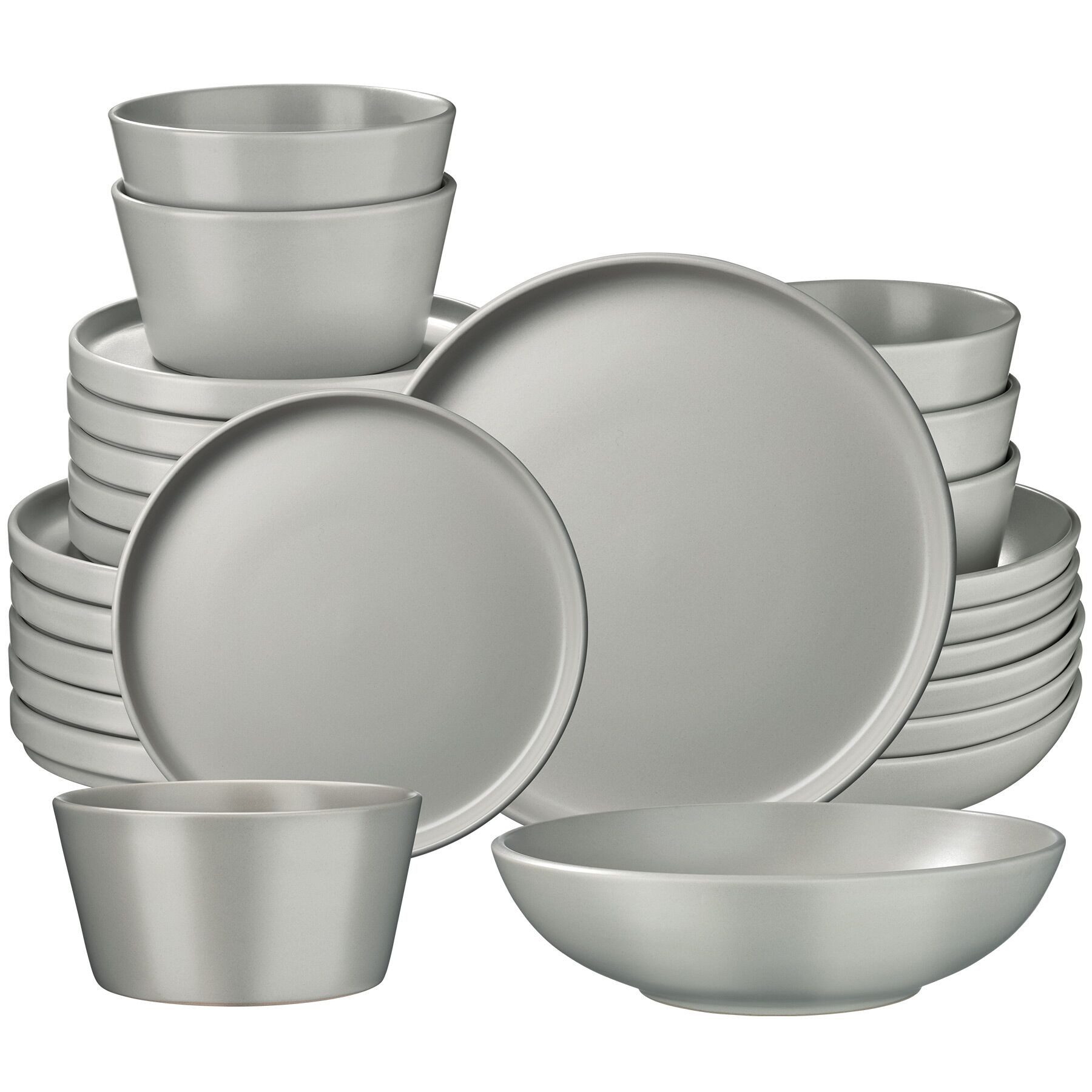 tectake Geschirr-Set Tafelservice Una, aus Steingut, für 6 Personen (24-tlg), 6 Personen, Steingut, für 6 Personen