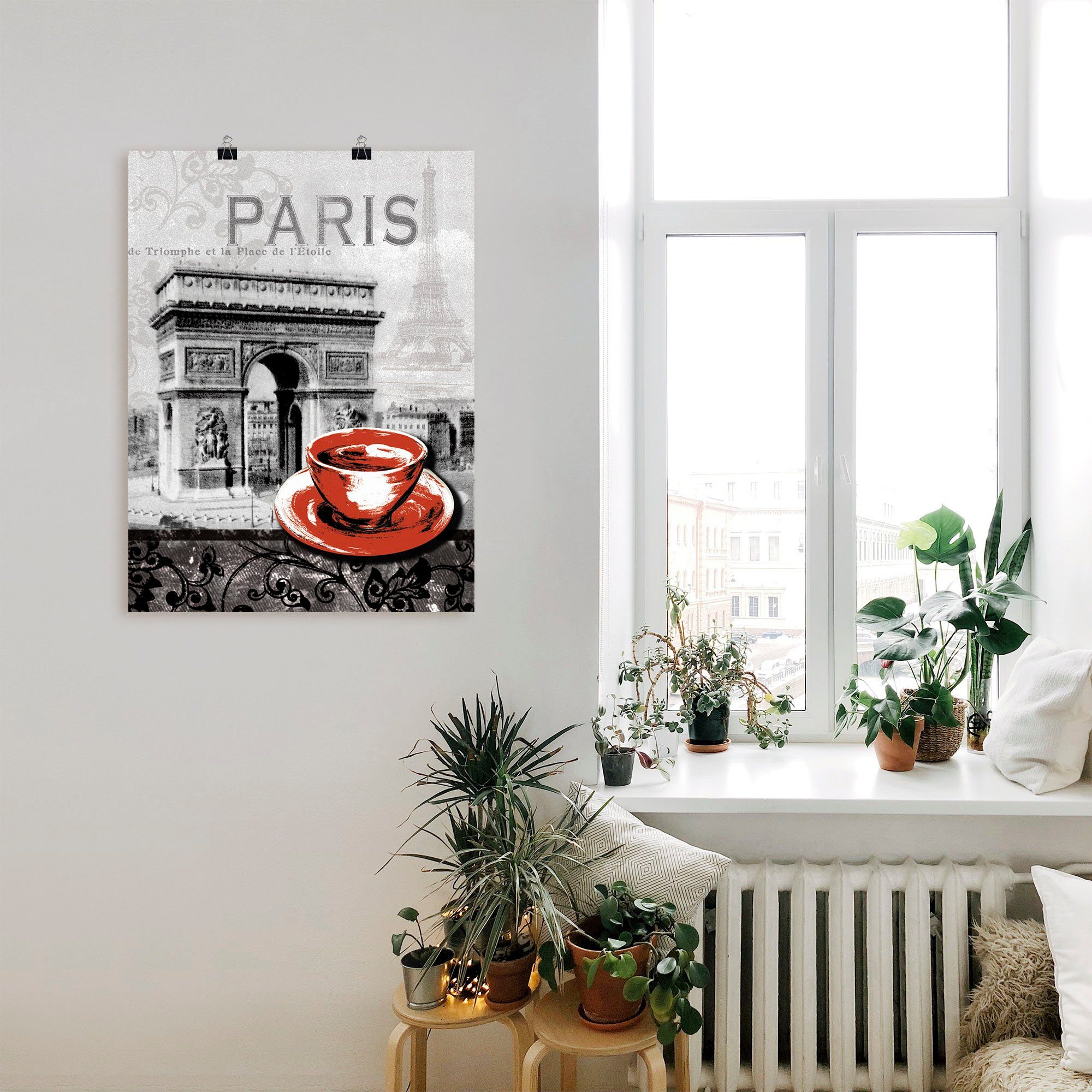 Café Alubild, Poster (1 Lait Gebäude in - Artland Paris - versch. Wandbild au Größen als Leinwandbild, oder Wandaufkleber St), Milchkaffee,