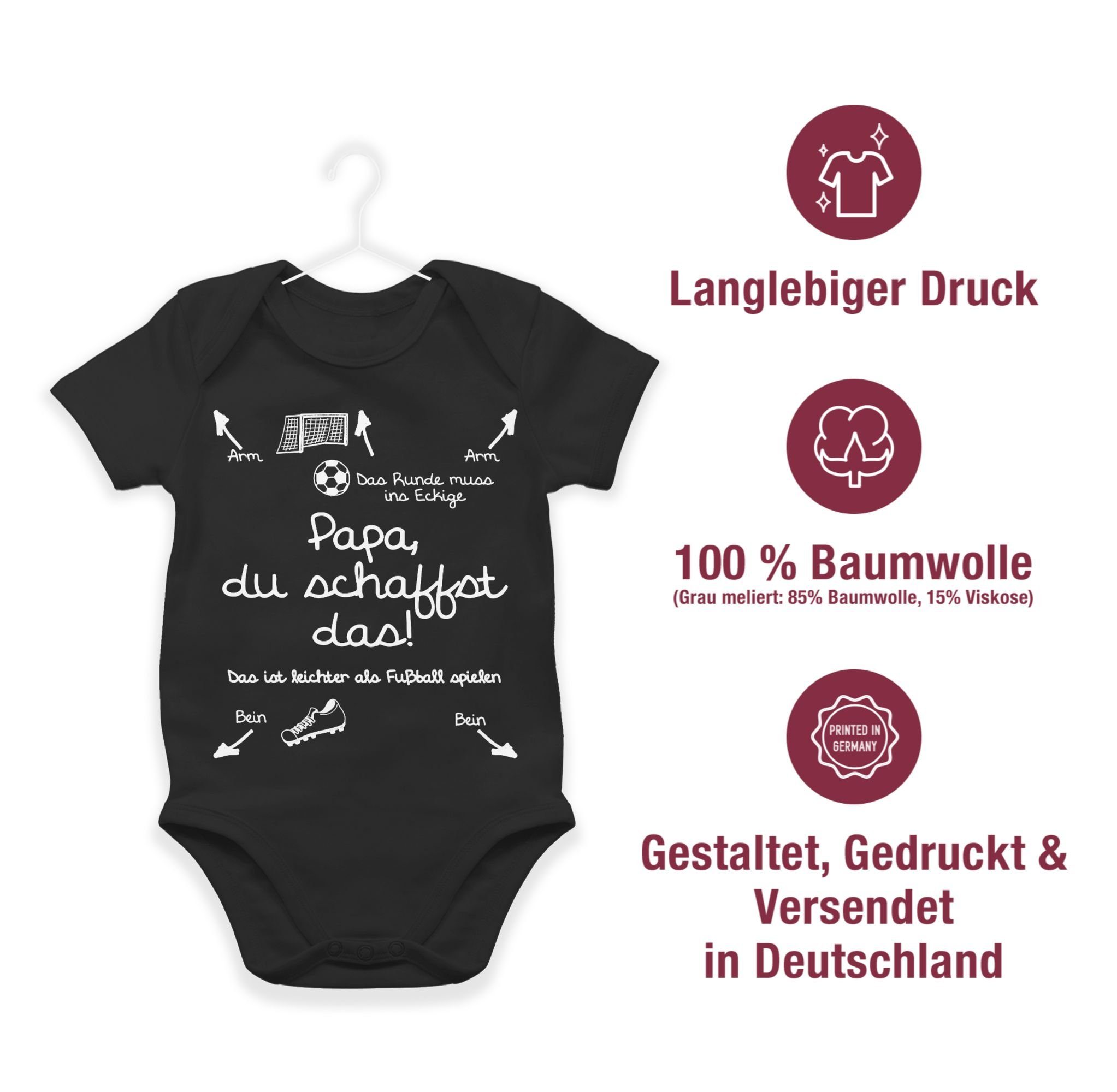 schaffst das Papa Baby - Schwarz Fußball Shirtbody Shirtracer Sprüche du weiß 2