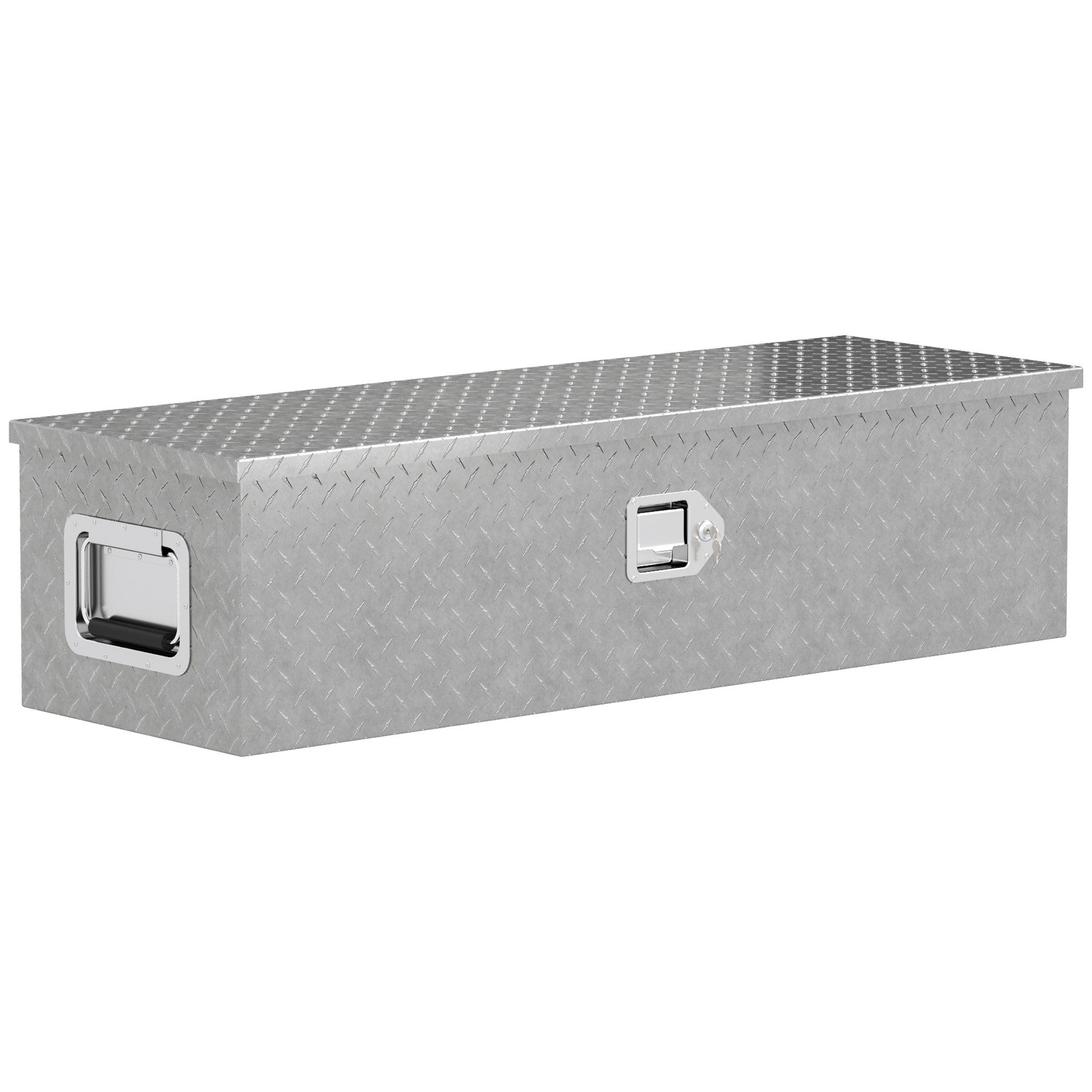 HOMCOM Werkzeugbox Aufbewahrungskiste aus Aluminium mit Seitengriffen (LKW-Werkzeugkasten, 1 St., Lagerungsbox)