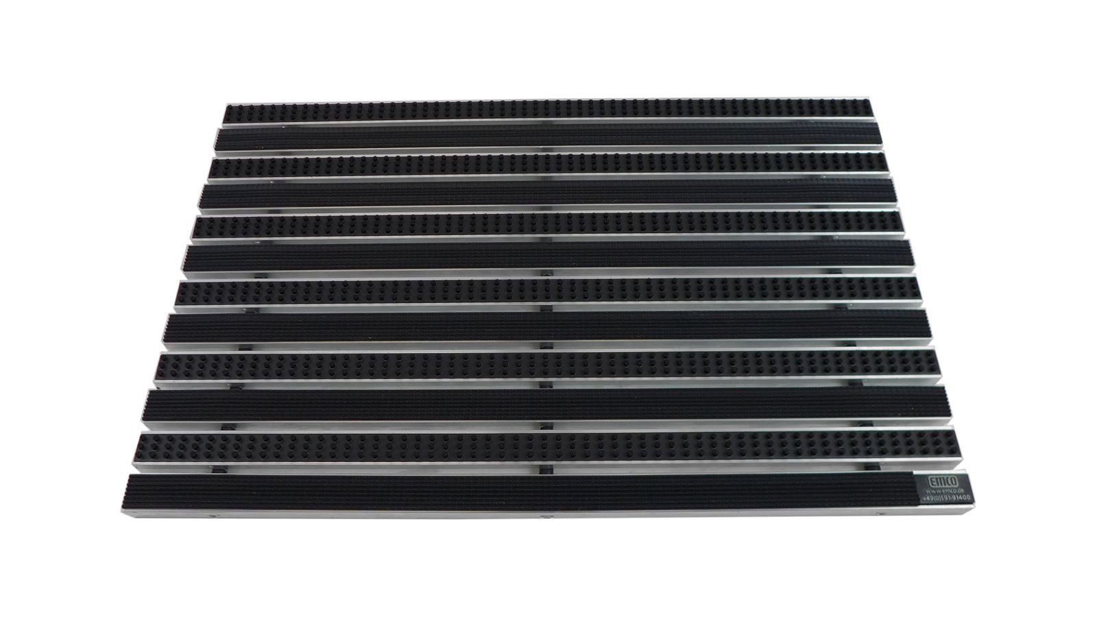Emco Fußmatte Eingangsmatte DIPLOMAT, Gummi Schwarz + Bürsten Schwarz, rechteckig, Höhe: 22 mm, Größe: 600x400 mm, für Innen- und Außenbereich