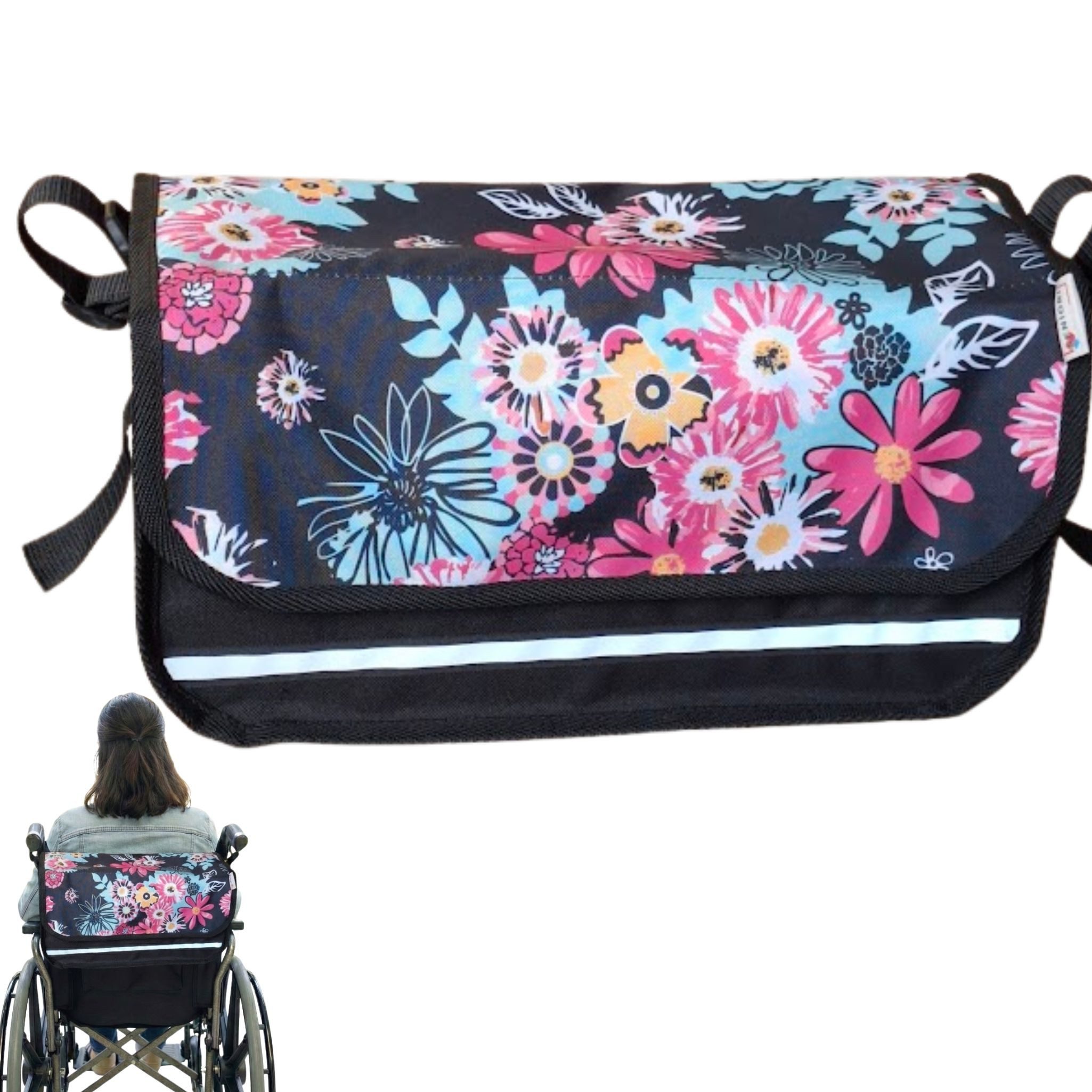 Seniori Aufbewahrungstasche SENIORI Rollator / Rollstuhl Tasche Rollatortasche Rollstuhltasche, 4M. Blumen - Mini