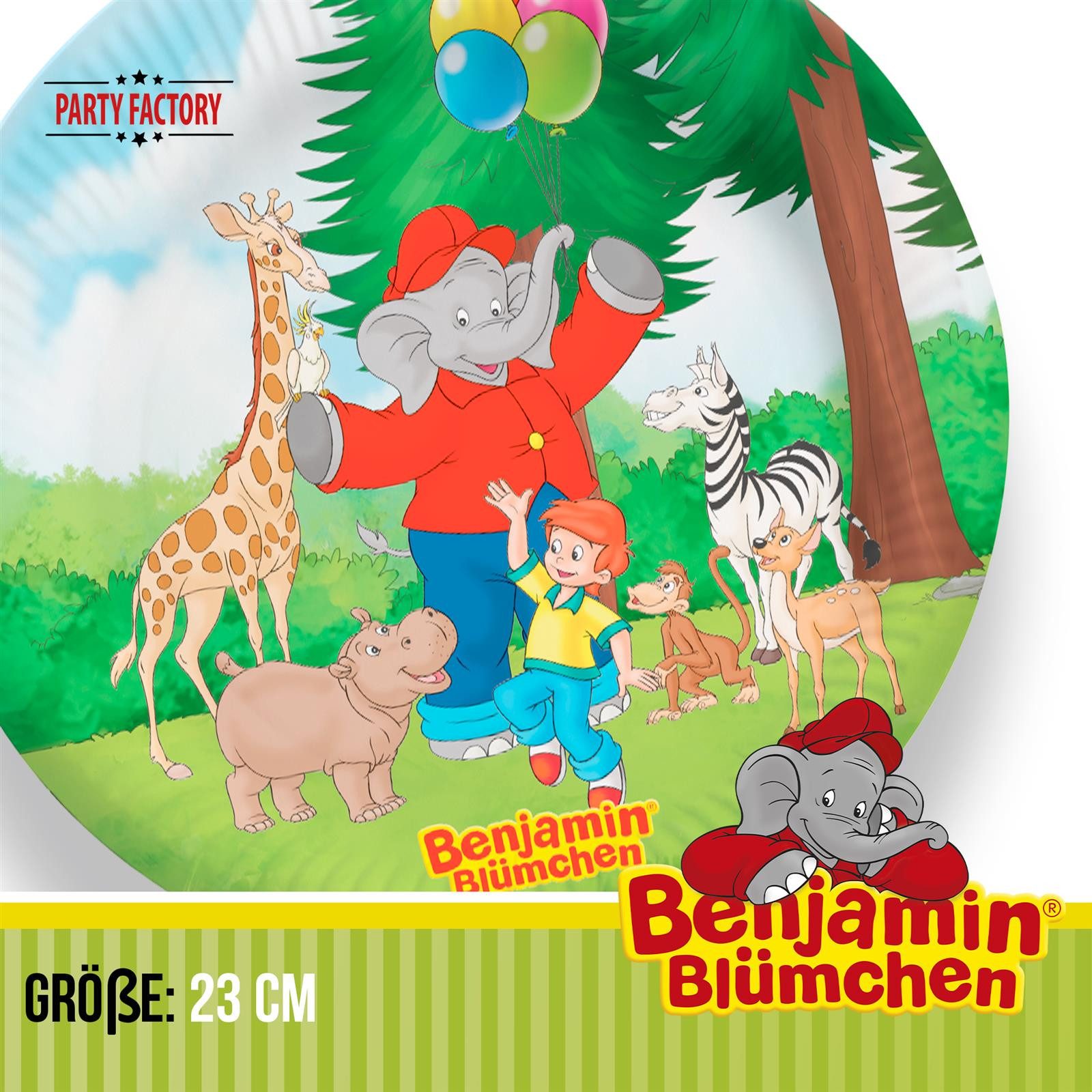 Party Factory Dekoteller Benjamin Blümchen Papp-Teller 23 cm 10 Stück für Kindergeburtstag