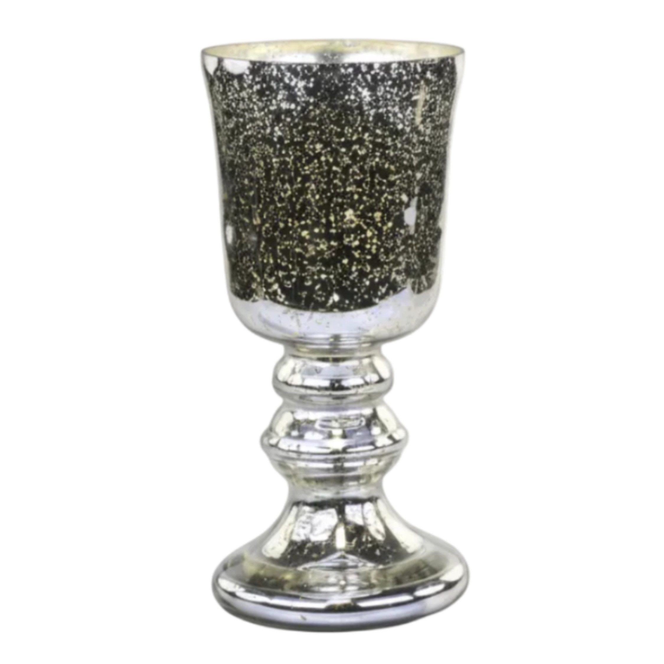 Chic Antique Dekovase Chic Antique Vase auf Fuß aus Glas in Bauernsilber