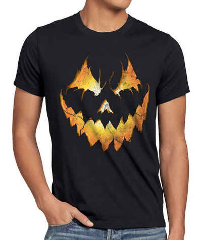 style3 Print-Shirt Herren T-Shirt Halloween Pumpkin Kürbiskopf Horror Fasching kürbis kostüm kopf