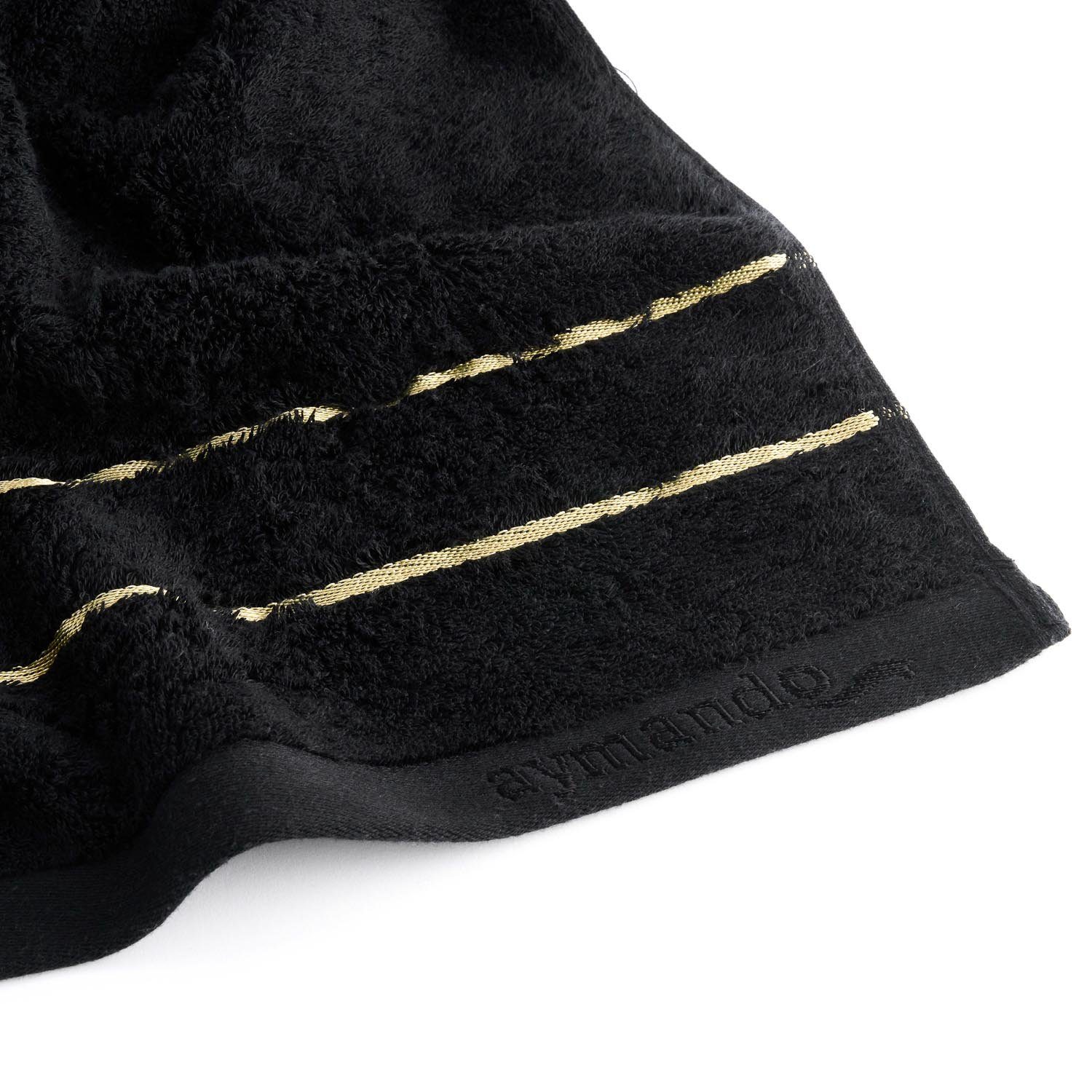 Aymando Ägyptische (3-St), Dubai, cm 30x50 Gästehandtücher Black-Gold Baumwolle