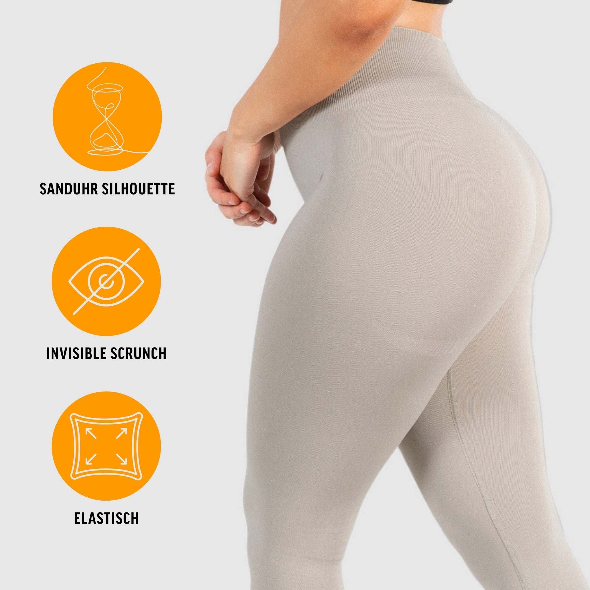 Smilodox Leggings Amaze Pro mit Scrunch-Effekt, High Waist V-Shape Sport & Yogahose Seamless Push Up Booty Fitnesshose Blickdicht Yoga Gym Figurformend