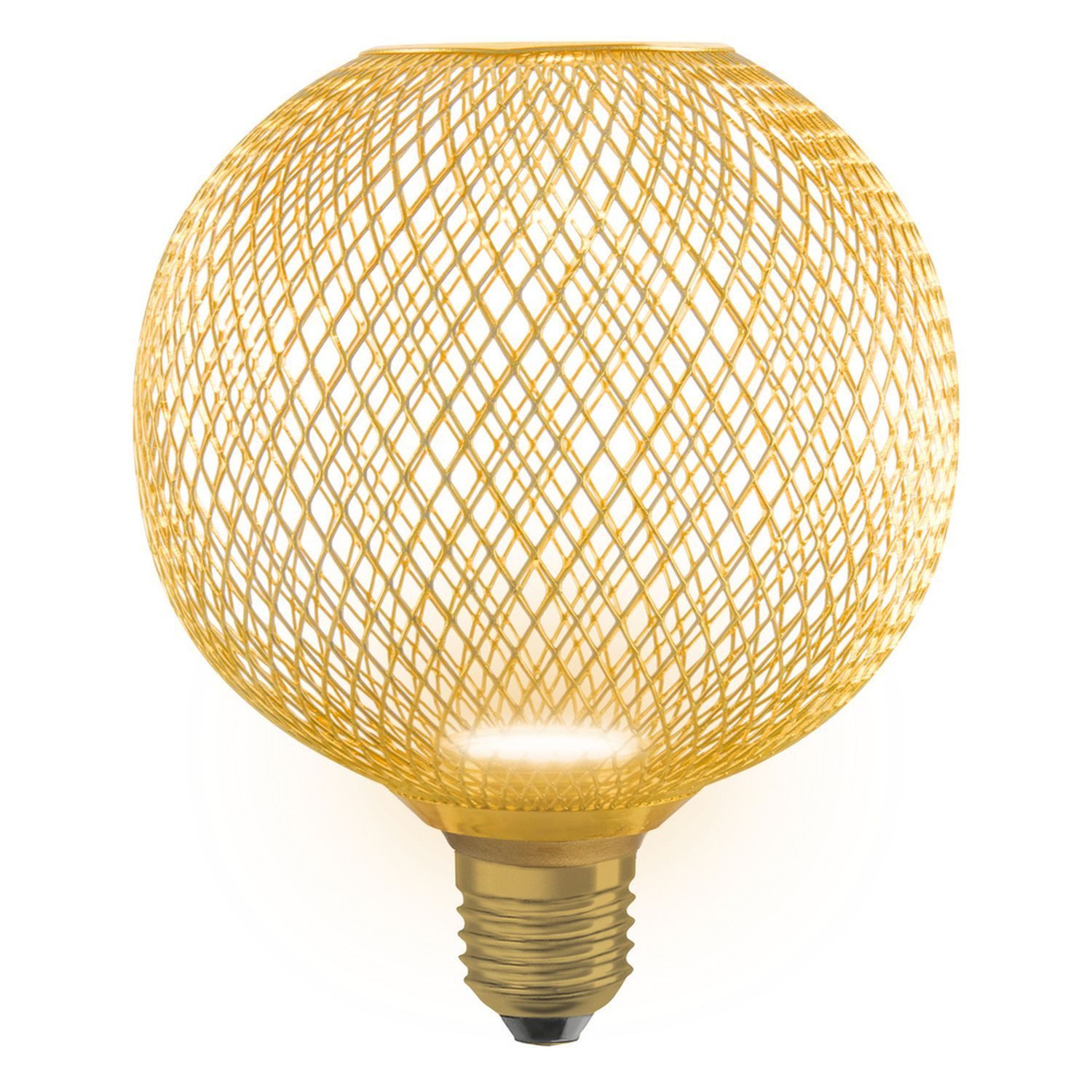 Licht-Erlebnisse LED-Leuchtmittel LAMP, E27, Warmweiß, Deko Birne E27 in Gold Ø 12.5 cm 2700 K 300 lm rund warmweiß