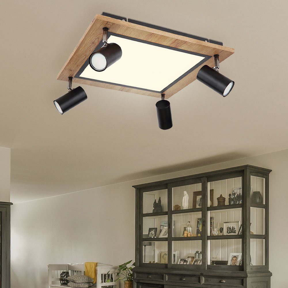 Globo LED Deckenleuchte, LED-Leuchtmittel 3 Warmweiß, fest Wohnzimmerleuchte LED Deckenleuchte Stufen Holzleuchte Strahler verbaut