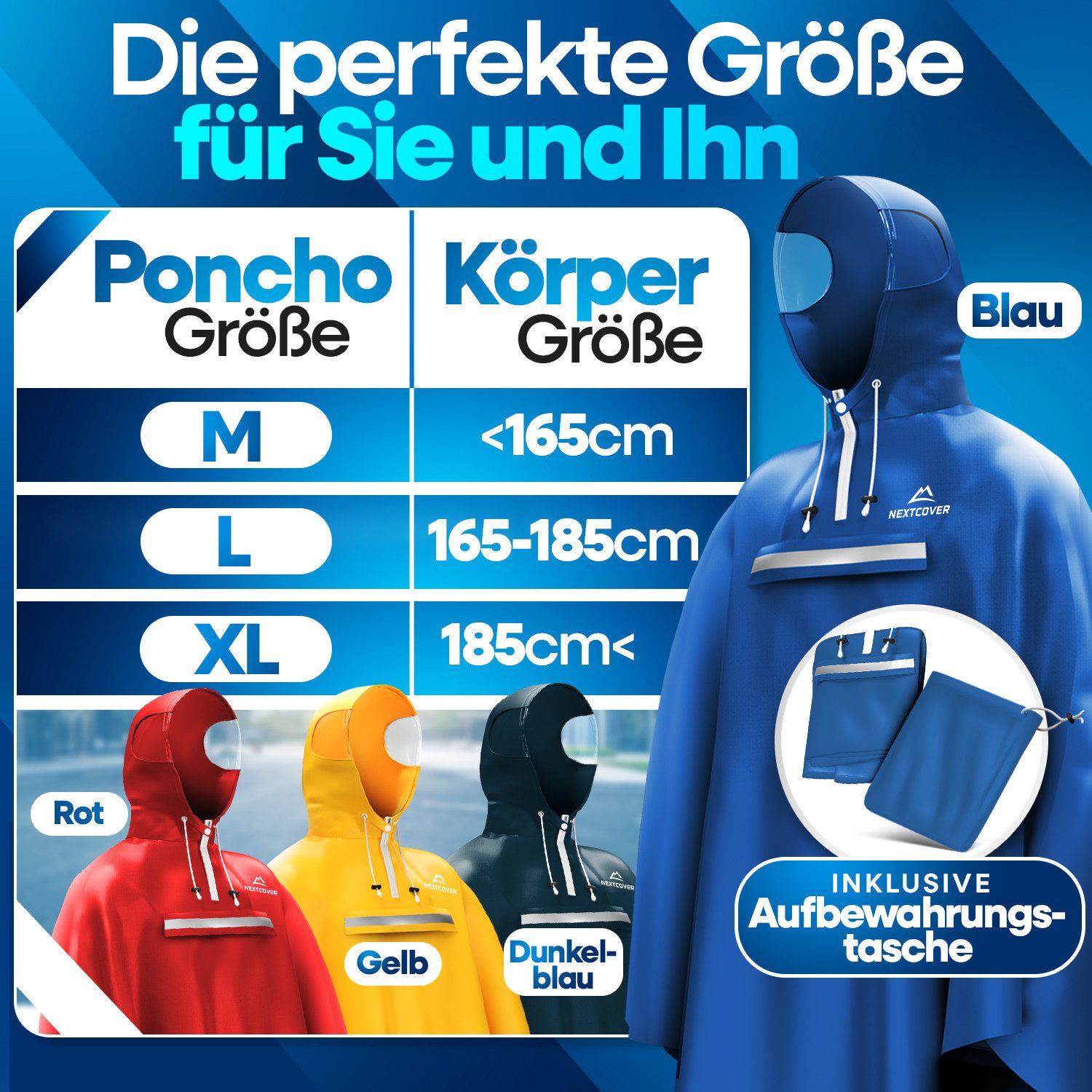 Nextcover Regenponcho NEXTCOVER® NEU Regenponcho Fahrrad für Damen & Herren