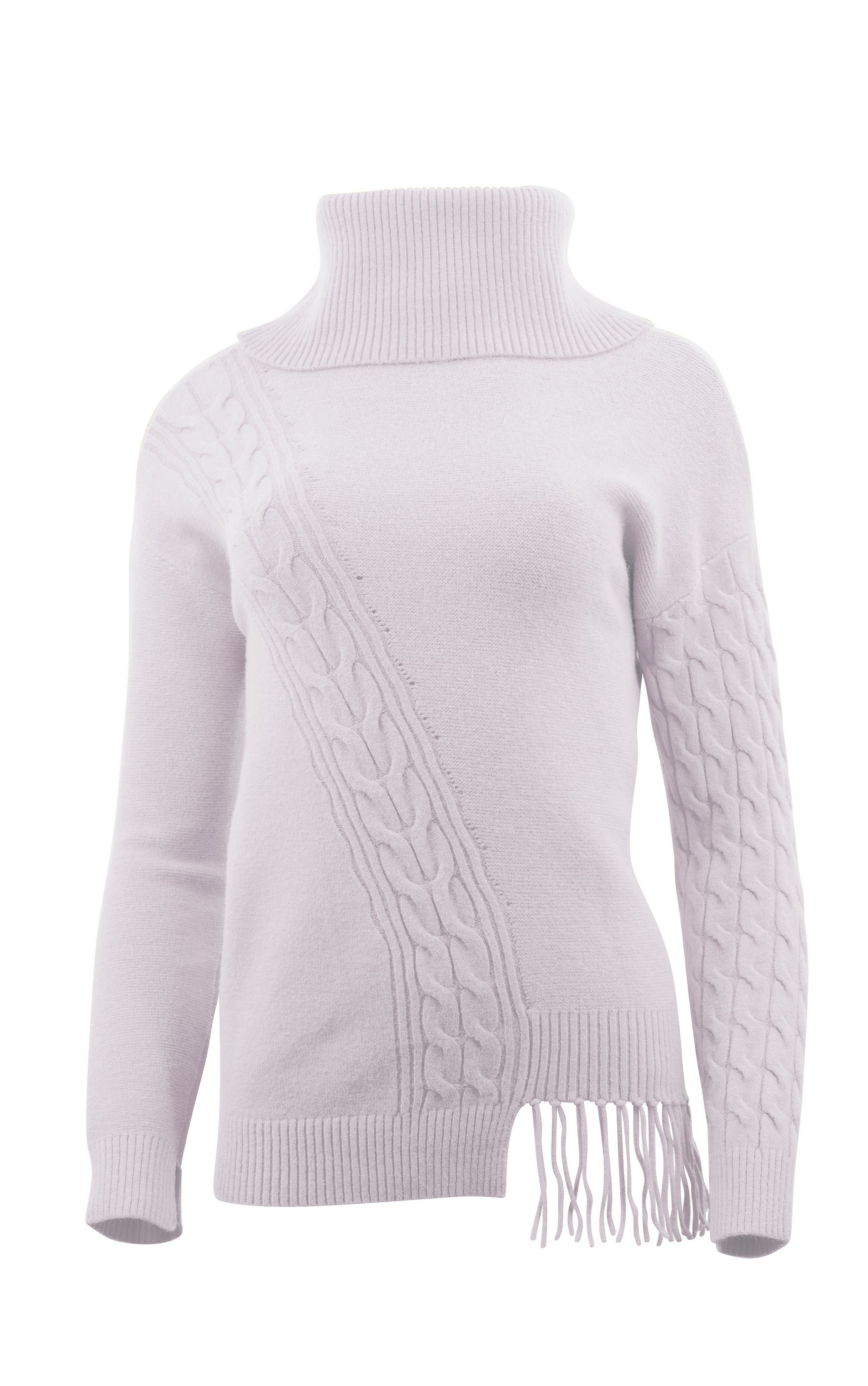 Passioni Rollkragenpullover mit Zopfmusterdetails und Fransen günstig online kaufen