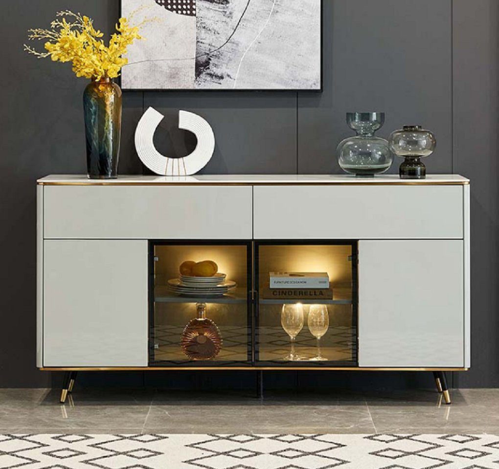 JVmoebel Sideboard Wohnzimmer Möbel Sideboard Weiß Holz Kommode Schrank Neu (1 St., Sideboard), Made in Europe