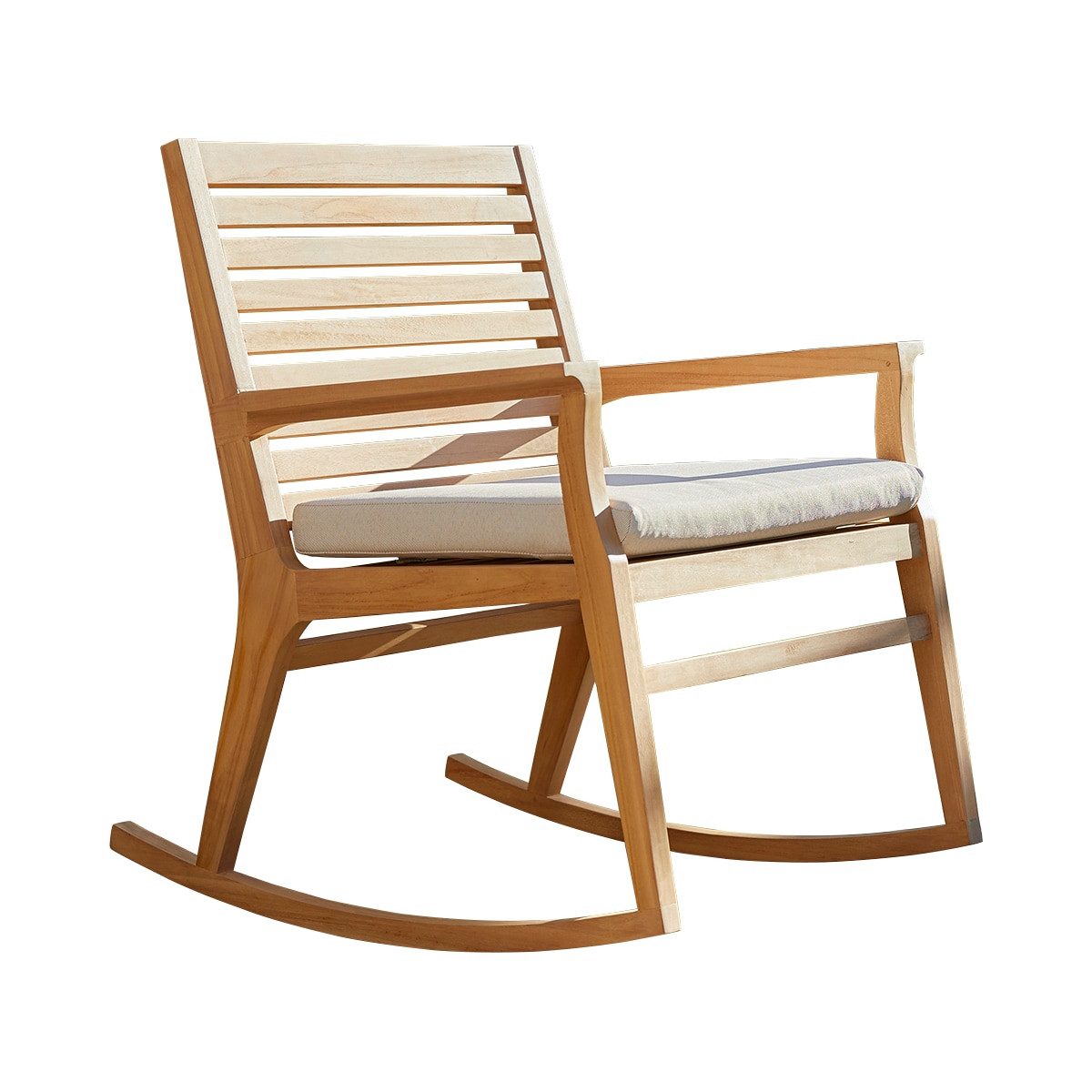 Tikamoon Gartenlounge-Set Outdoor Schaukelstuhl Leni aus massivem Teakholz, (1-tlg)