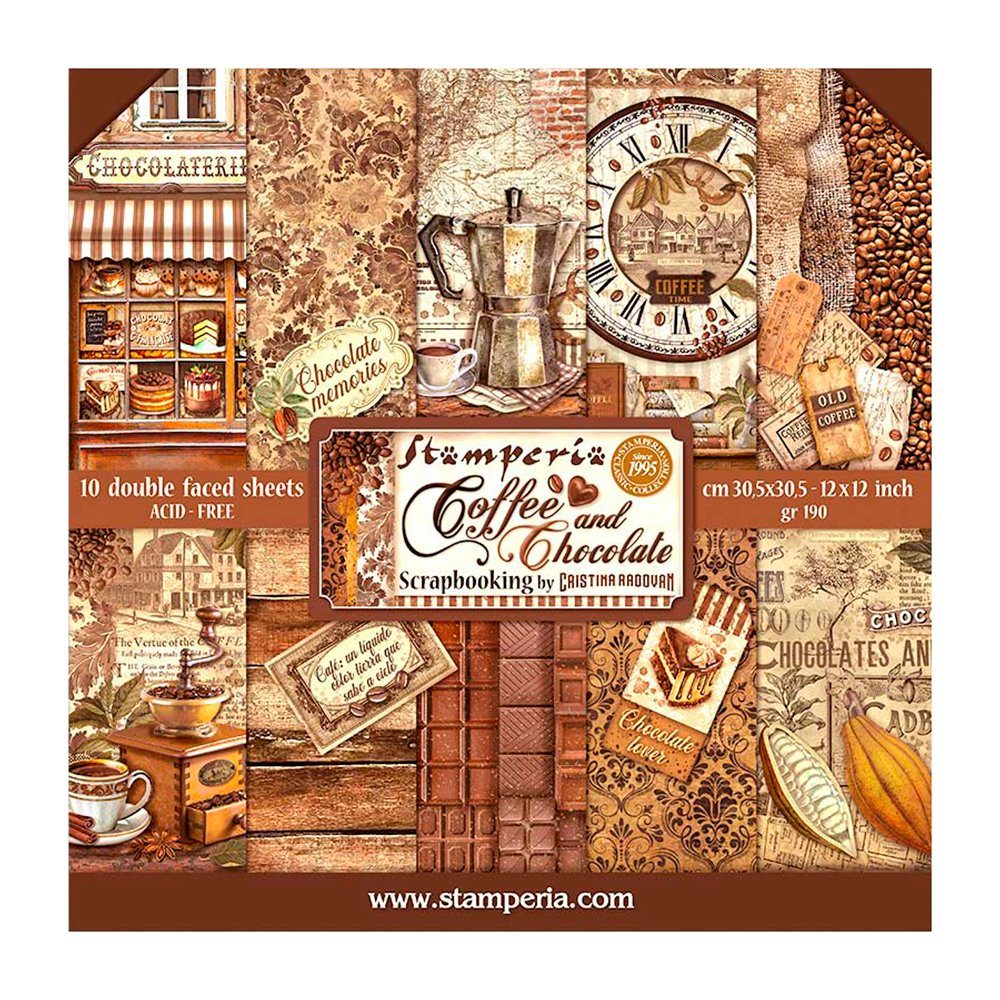Motivpapier Scrapbook-Block Coffee and Chocolate