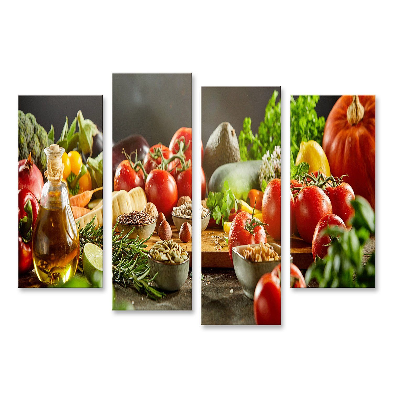 islandburner Leinwandbild Bild auf Leinwand Lebensmittel Sortiert Küchenbild Auberginen Karotten