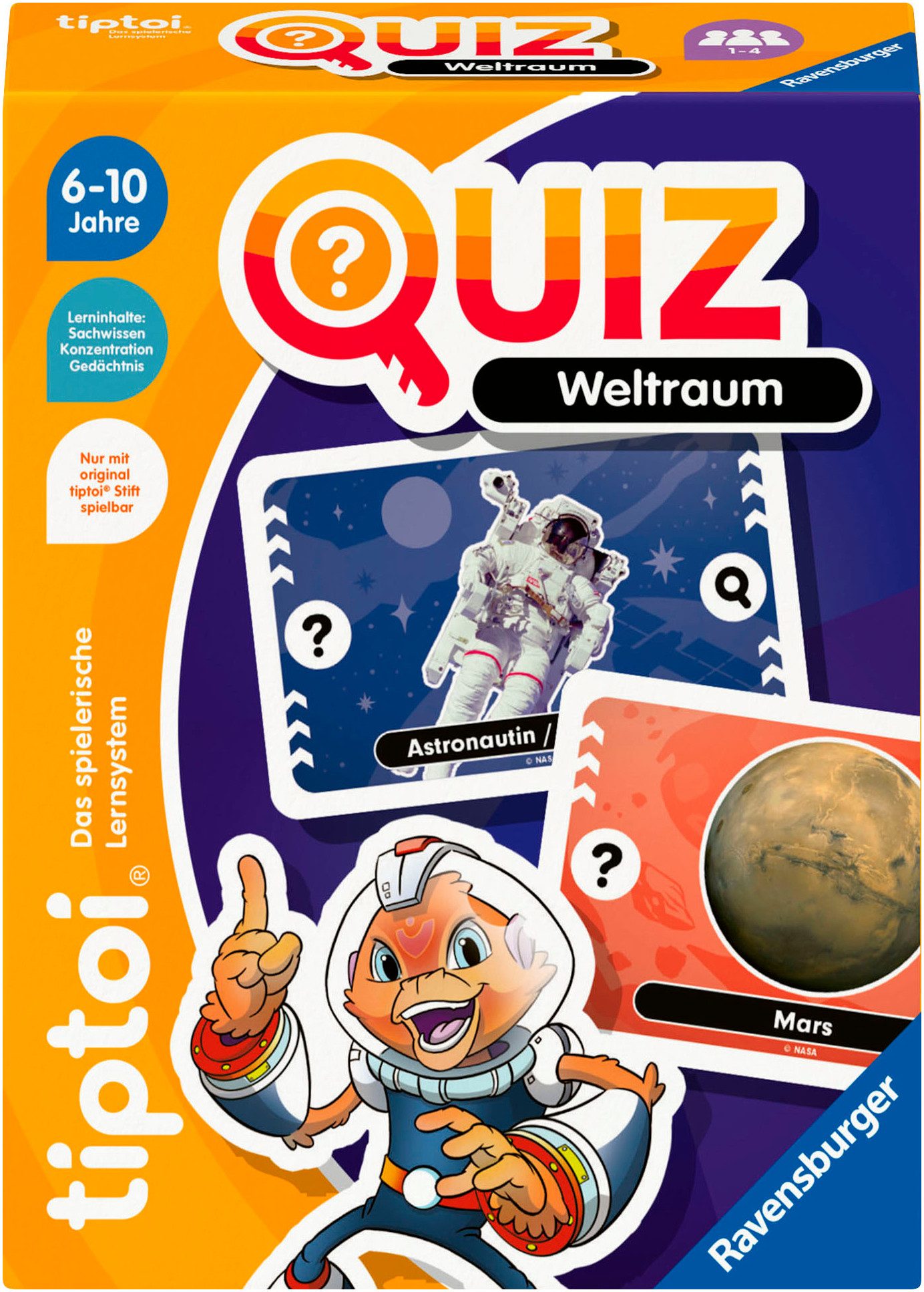 Ravensburger Spiel tiptoi® Quiz Weltraum, Reisespiel, Made in Europe