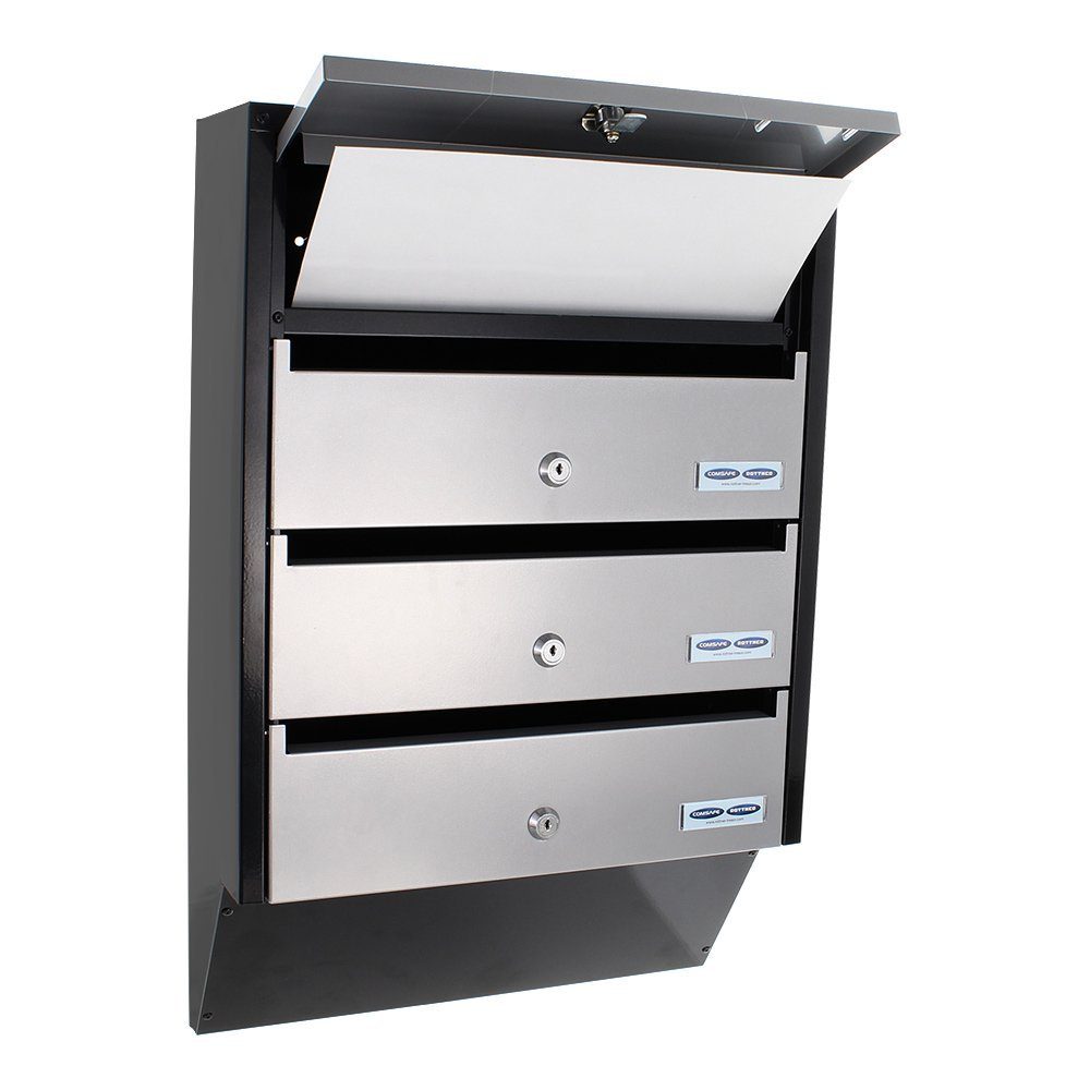 Profirst Briefkastenanlage Quattro 4 Haushalte silber/schwarz
