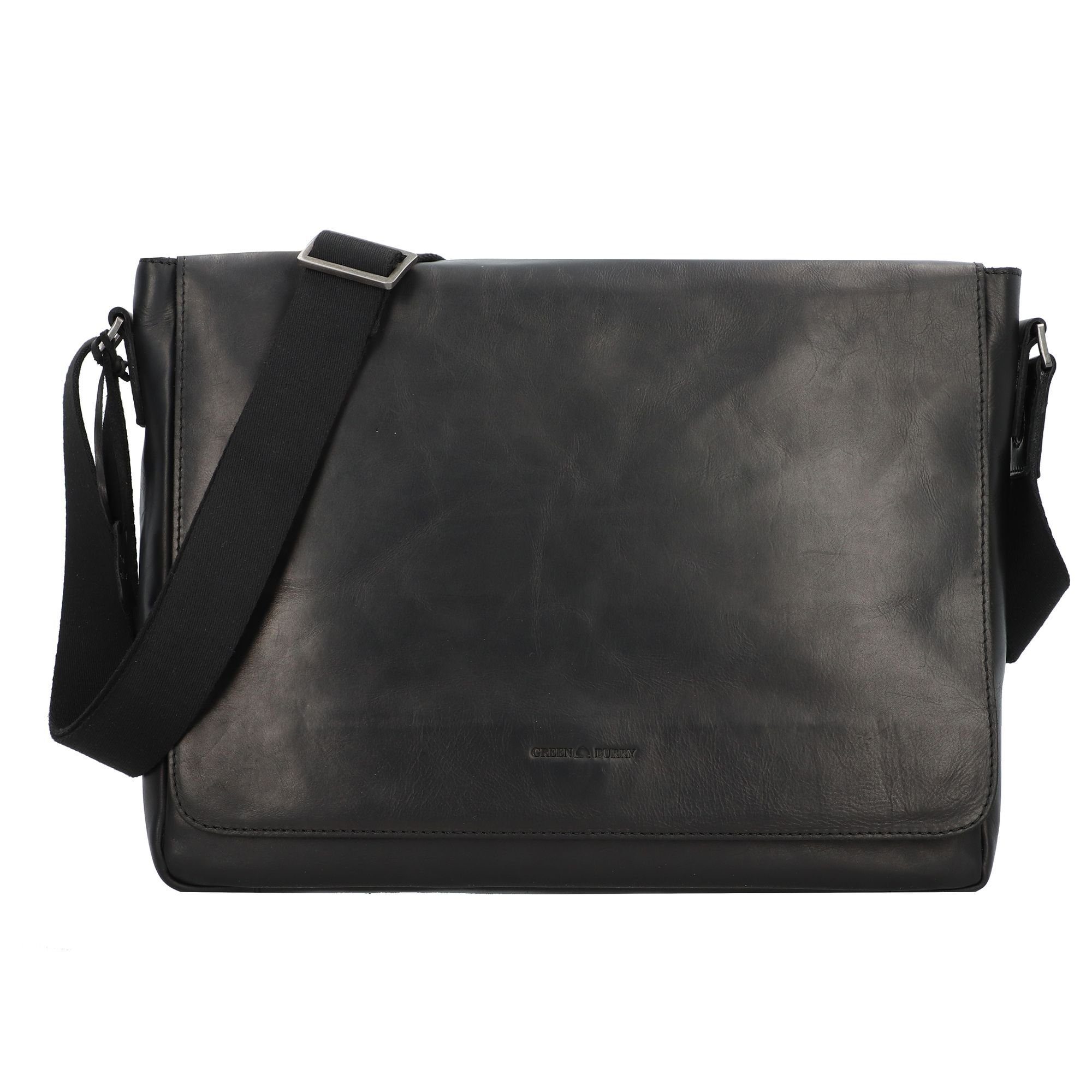 Greenburry Messenger Bag Pure Black, Leder günstig online kaufen