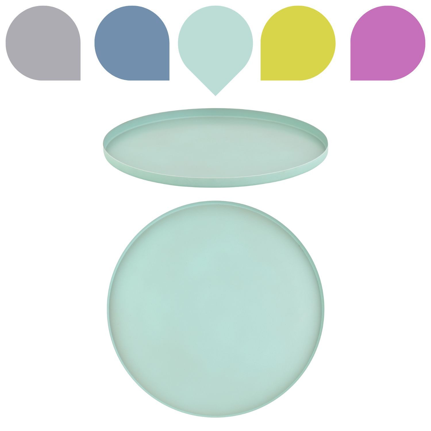 Marrakesch Orient & Mediterran Interior Dekotablett Callie Türkis Tablett rund 25cm, Boho Chic Dekoablage aus Metal (1 St), Handarbeit