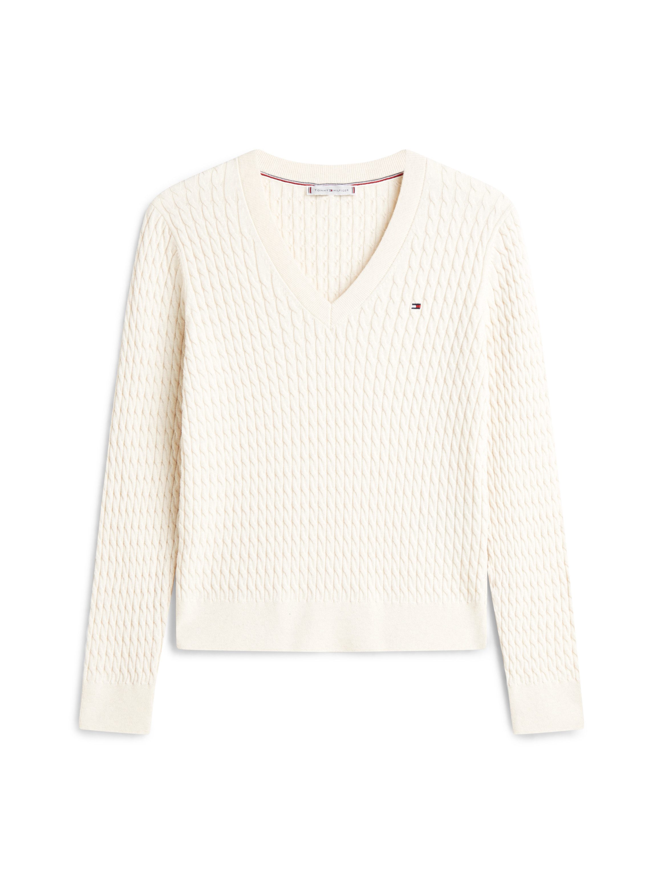 V-Ausschnitt-Pullover CO CABLE V-NK LS SWT